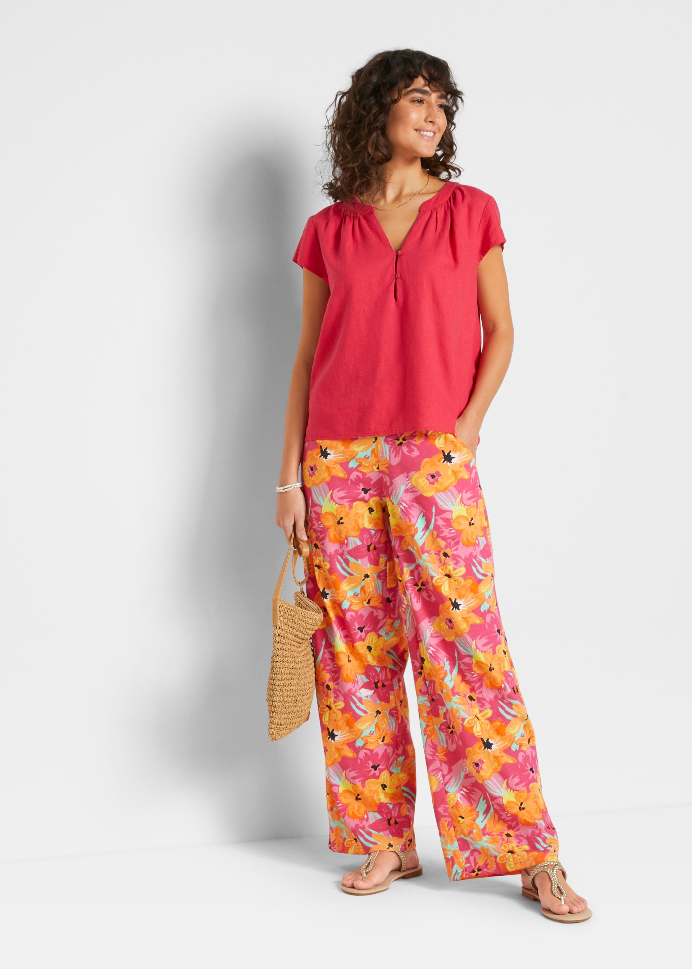 bonprix Pantalon palazzo  weite Passform, Loose Fit, mit Rundumgummibund