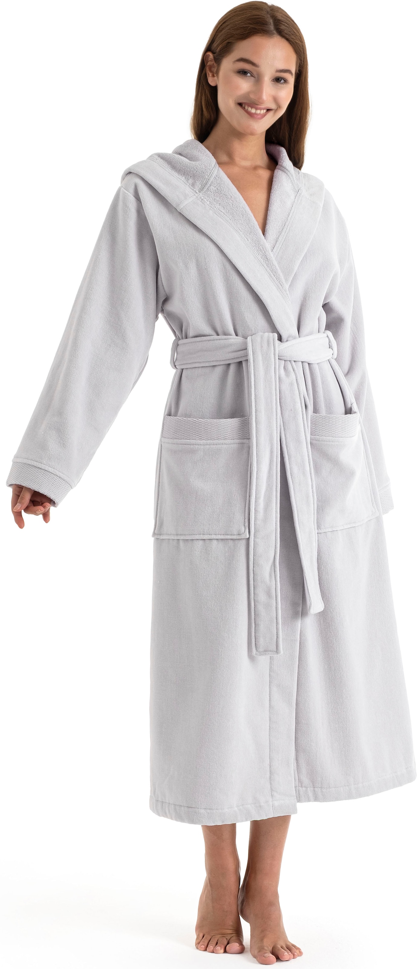 GOODproduct Unisex-Bademantel »Fenya, 330 g/m², Premium, Hotelbademantel, Morgenmantel,  Sauna & Spa« 1 Stk. Reissverschlusstaschen, weich mit GRATIS-Zugabe: 1x Duschtuch 70x140 cm