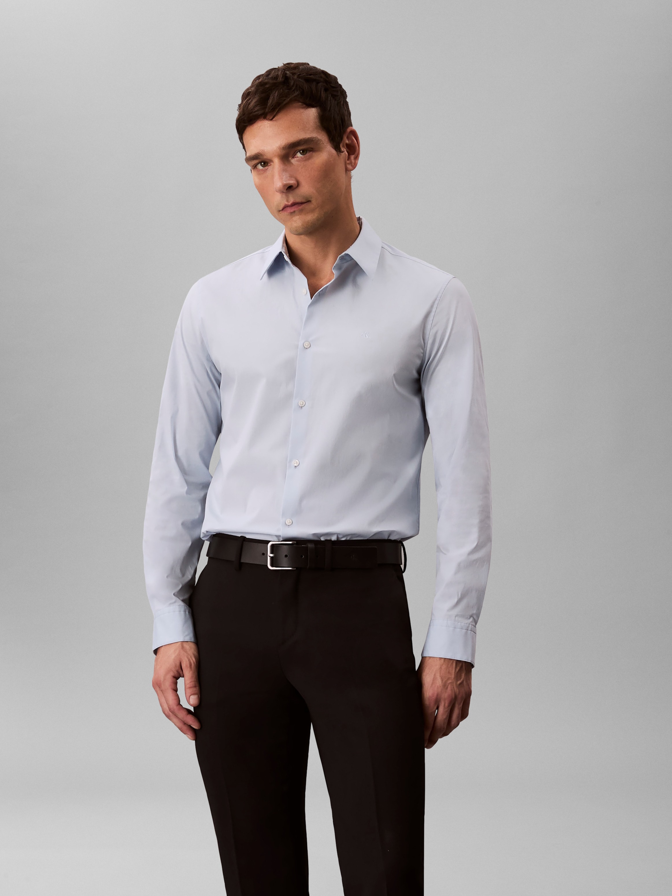 Calvin Klein Langarmhemd »LONG SLEEVE SOLID STRETCH SLIM SHIRT« slim fit, in Unifarbe