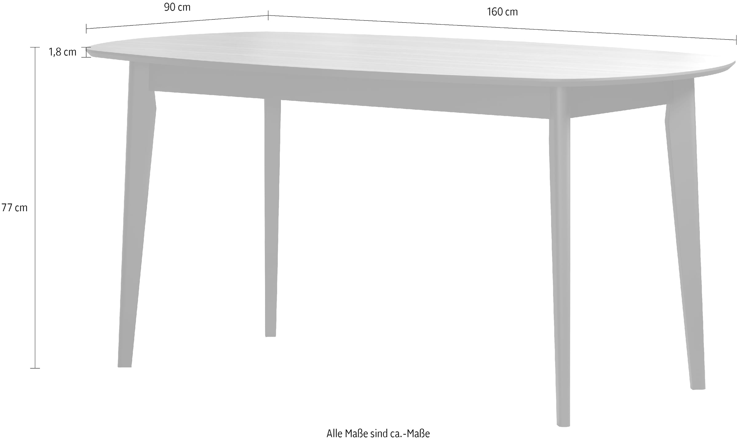 INOSIGN Table de salle à manger »Ronda« 1 cuis tlg. Esszimmertisch oval auf Massivholzfüssen - (B/T/H) 160/90/77 cm