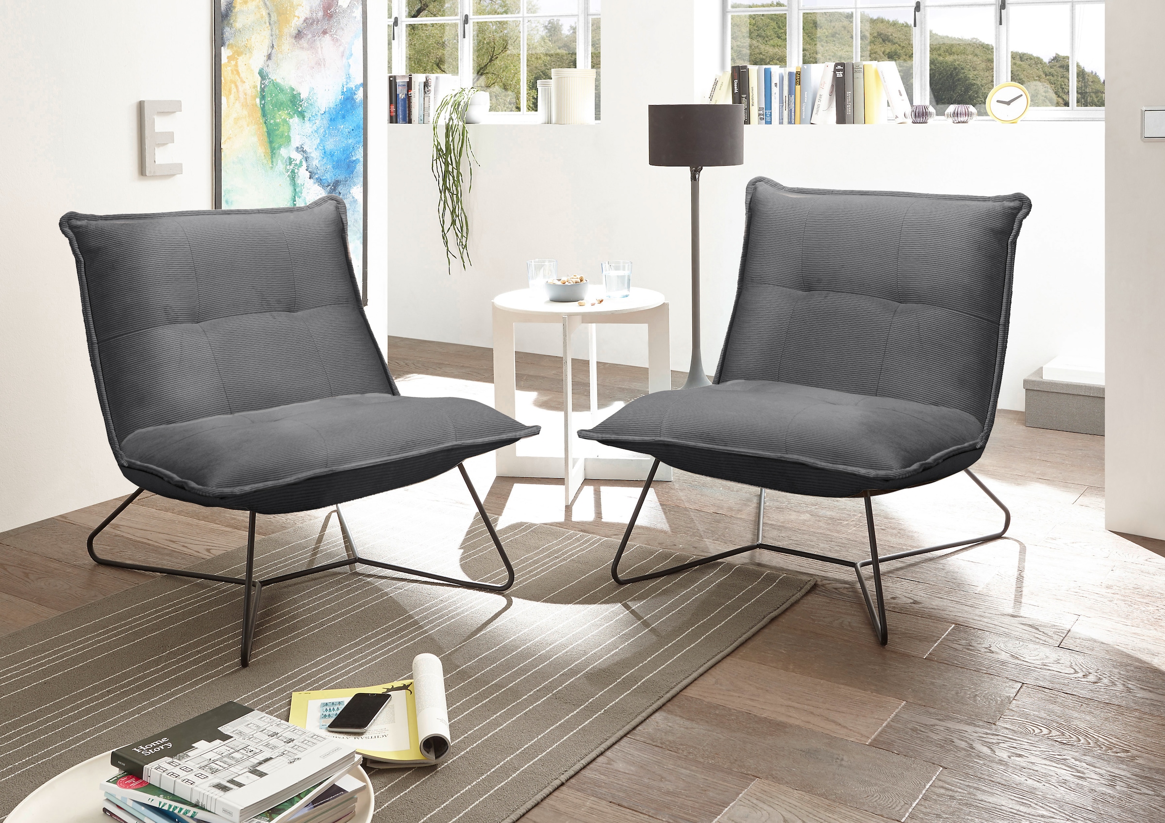 ED EXCITING DESIGN Fauteuil »Vico« mit Design-Gestell aus schwarzem Metall, in Cord
