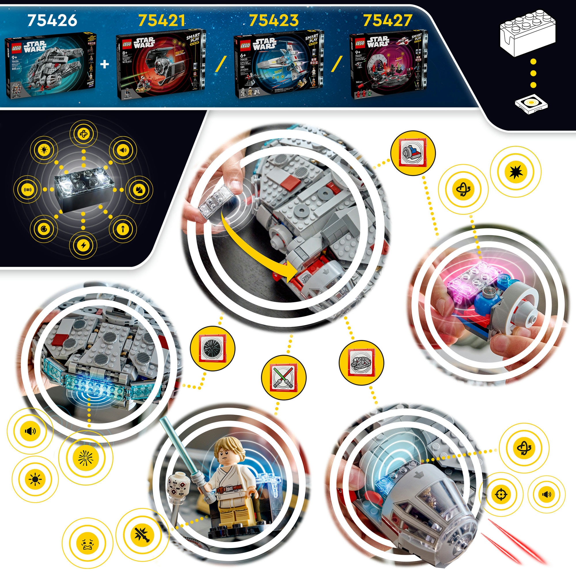 LEGO® Pions de construction »SMART Play: Millennium Falke (75426), LEGO Star Wars ™« Mit SMART Brick kombatibel (nicht im Lieferumfang enthalten)