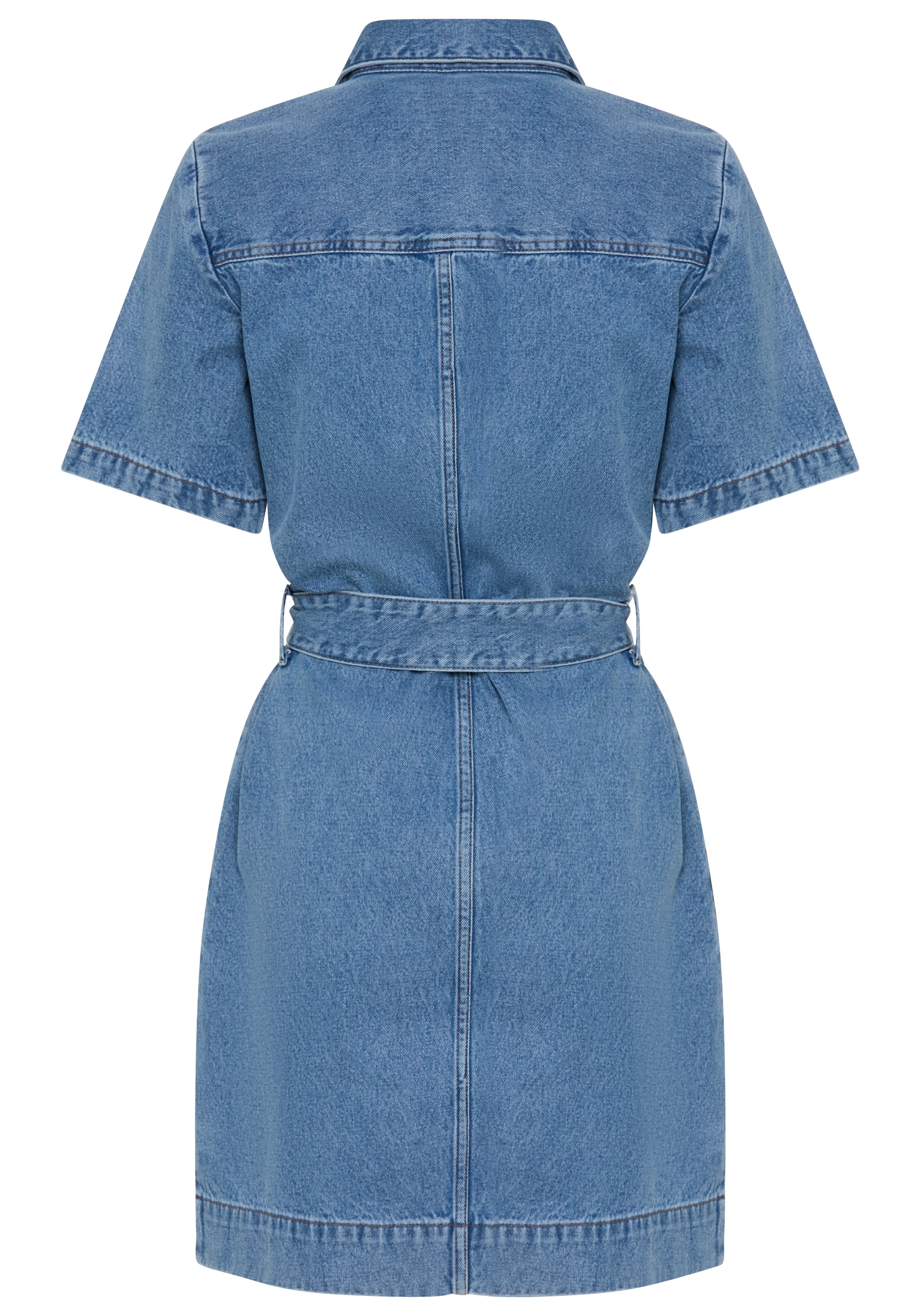 Calvin Klein Jeans Robe en jean »BELTED SHIRT DRESS RADIO BLUES« Sans poche Regular fit mit Gürtel