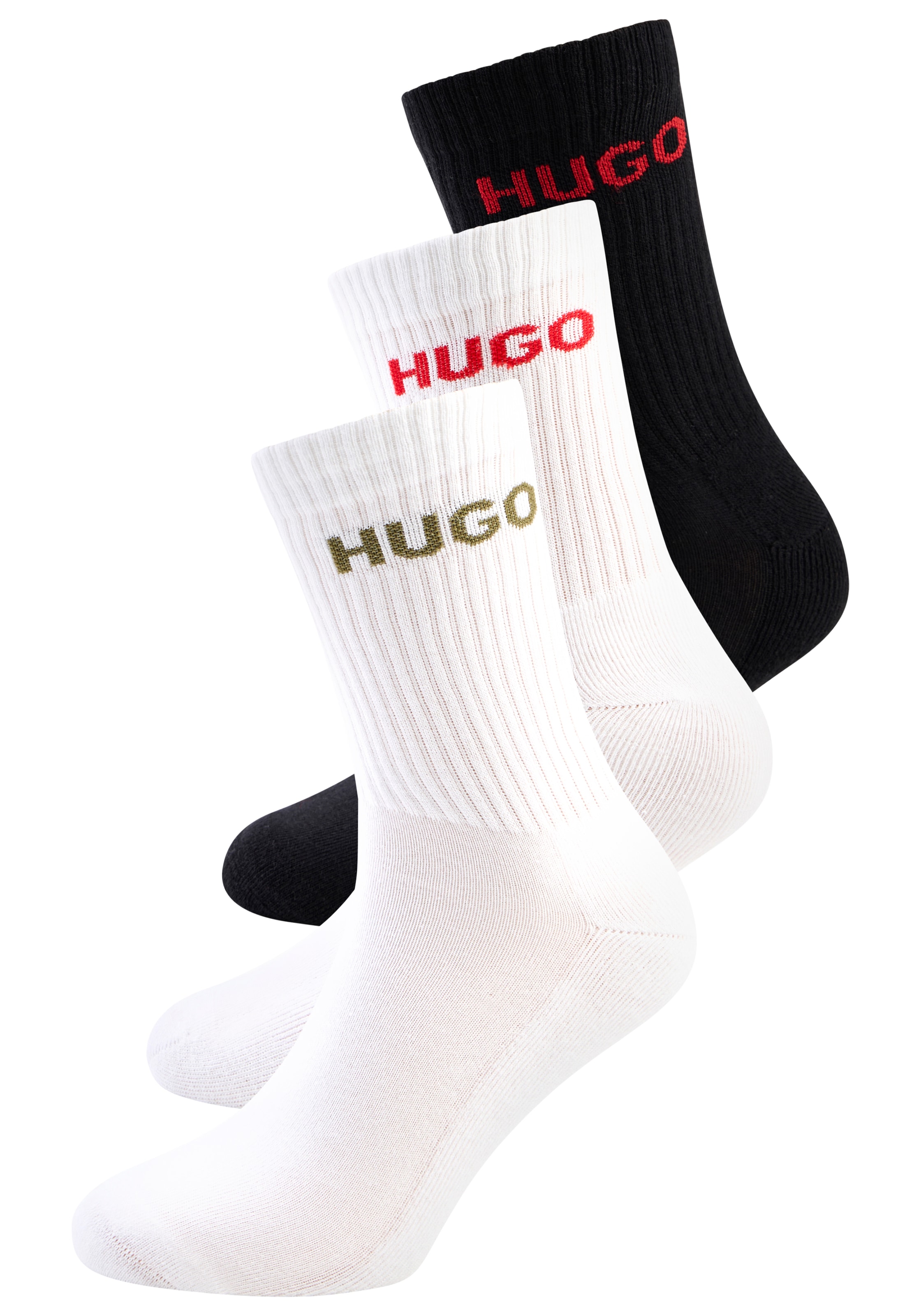 HUGO Underwear Socken »6P QS RIB LOGO CC« Packung, 6er Pack, 6 Paar tlg. mit eingestricktem HUGO Logo