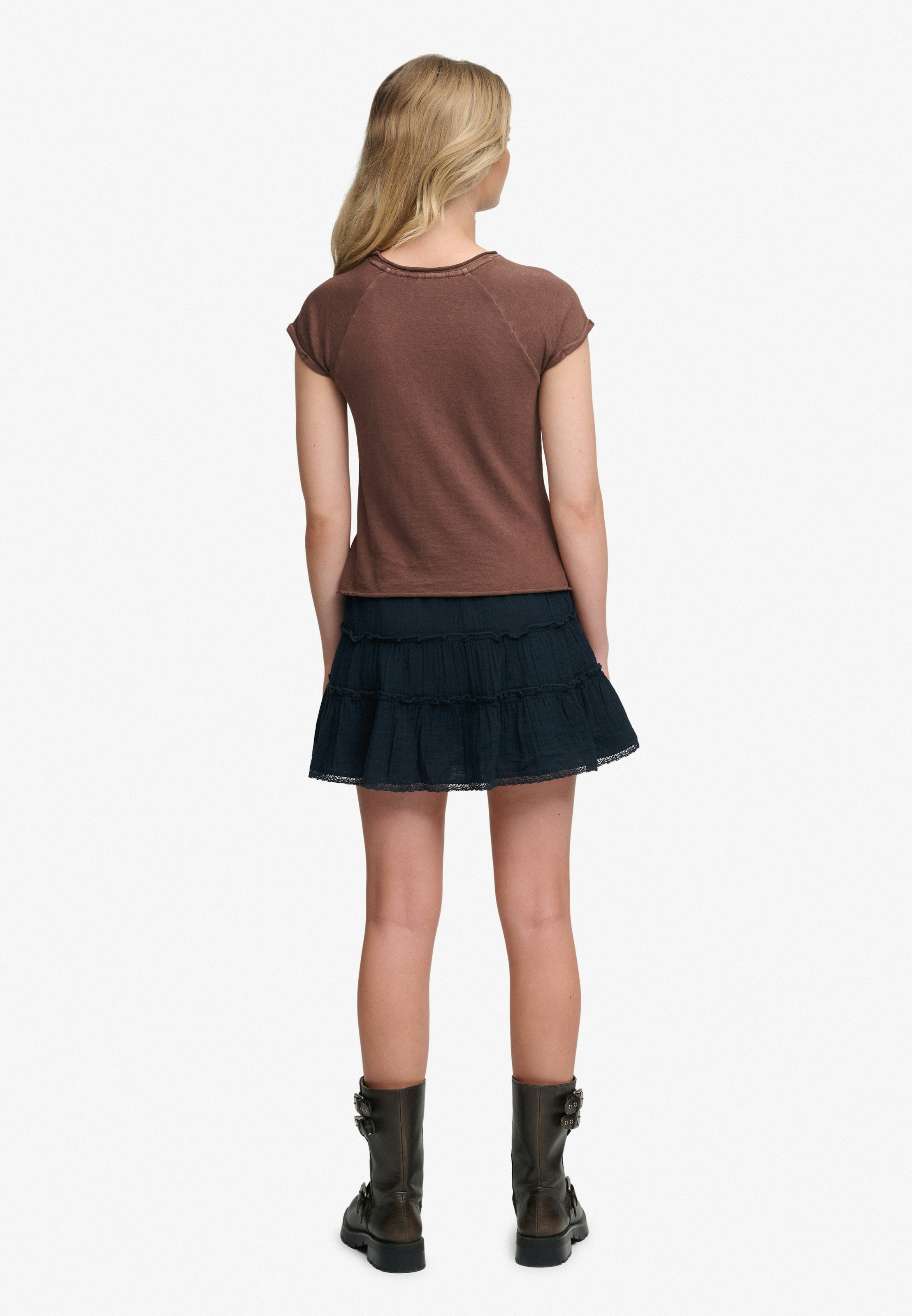Superdry Sommerrock »CHEESECLOTH TIERED MINI SKIRT« aus Baumwolle, Regular Fit, mit Gummizug, unifarbene Optik