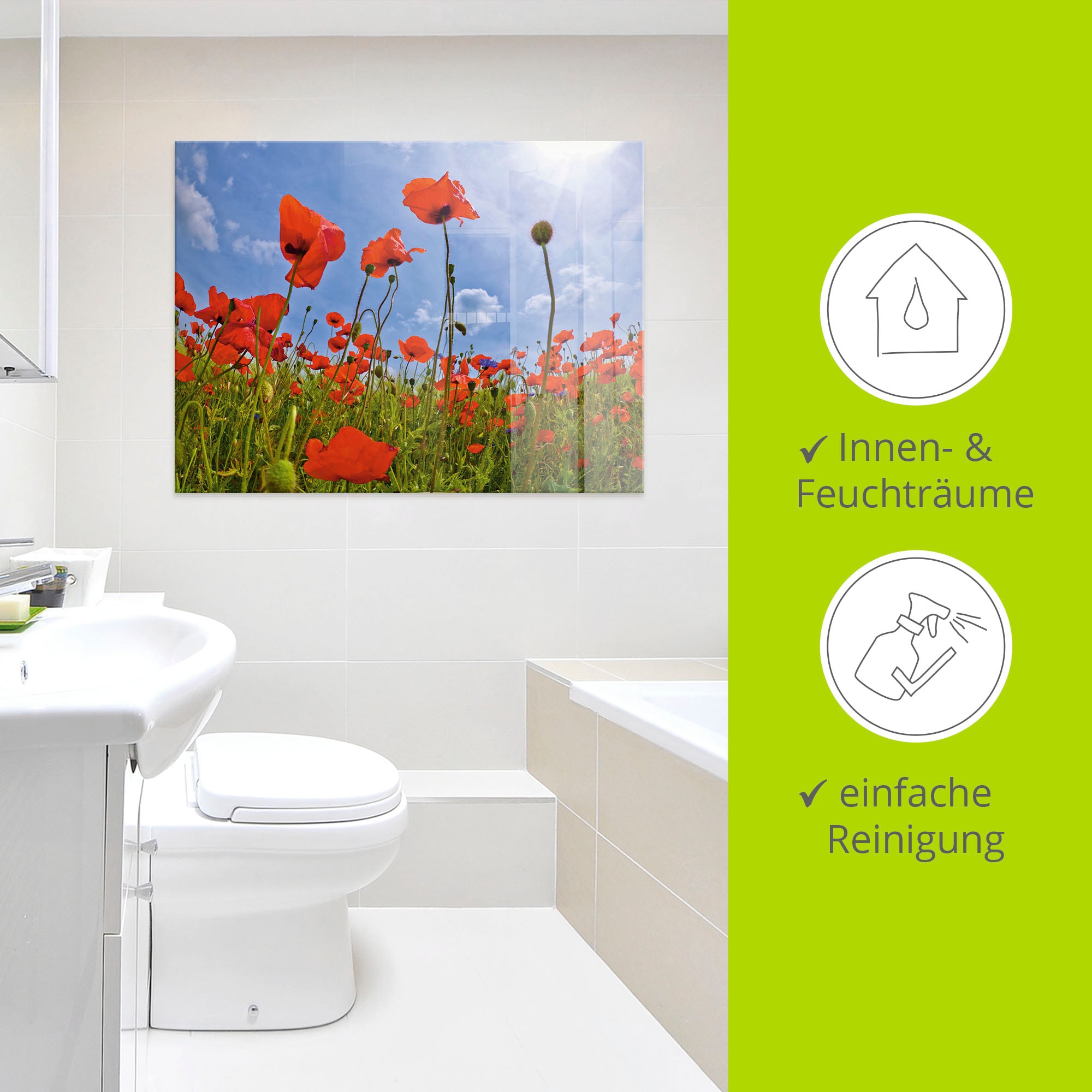 Artland Glasbild »Mohnblumenfeld« Blumen 1 Stk. tlg. in verschiedenen Grössen