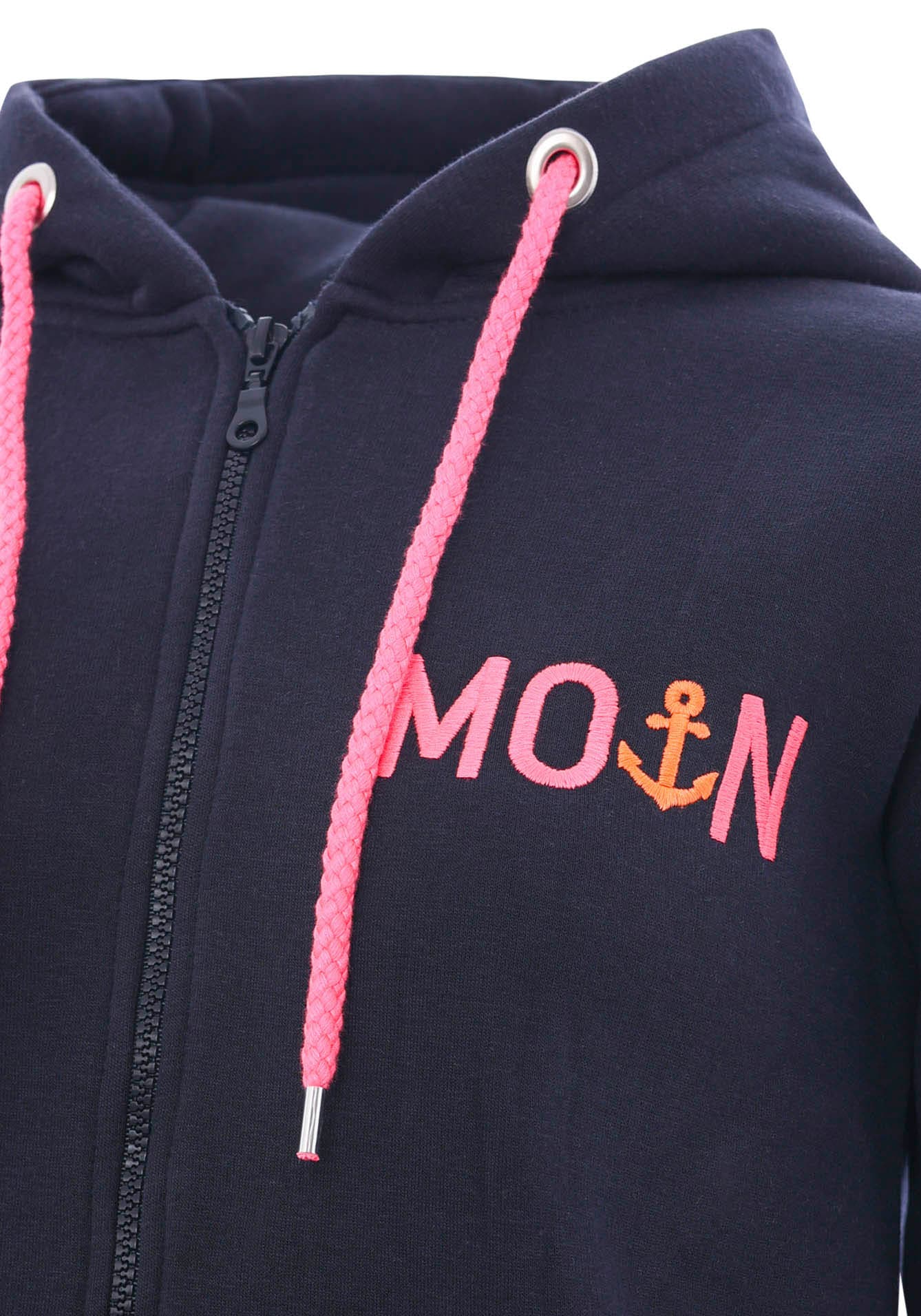 Zwillingsherz Kapuzensweatjacke Regular Fit, Stickerei, Reissverschluss, Langarm, Kontast-Details