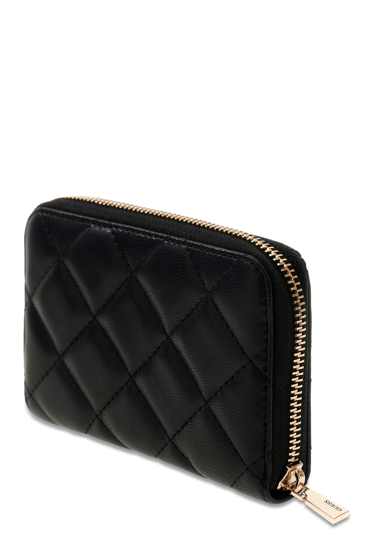 Guess Porte-monnaie »JULIET SLG MEDIUM ZIP AROUND« Damen Geldbeutel, Portemonnaie mit goldfarbenem Guess-Logo