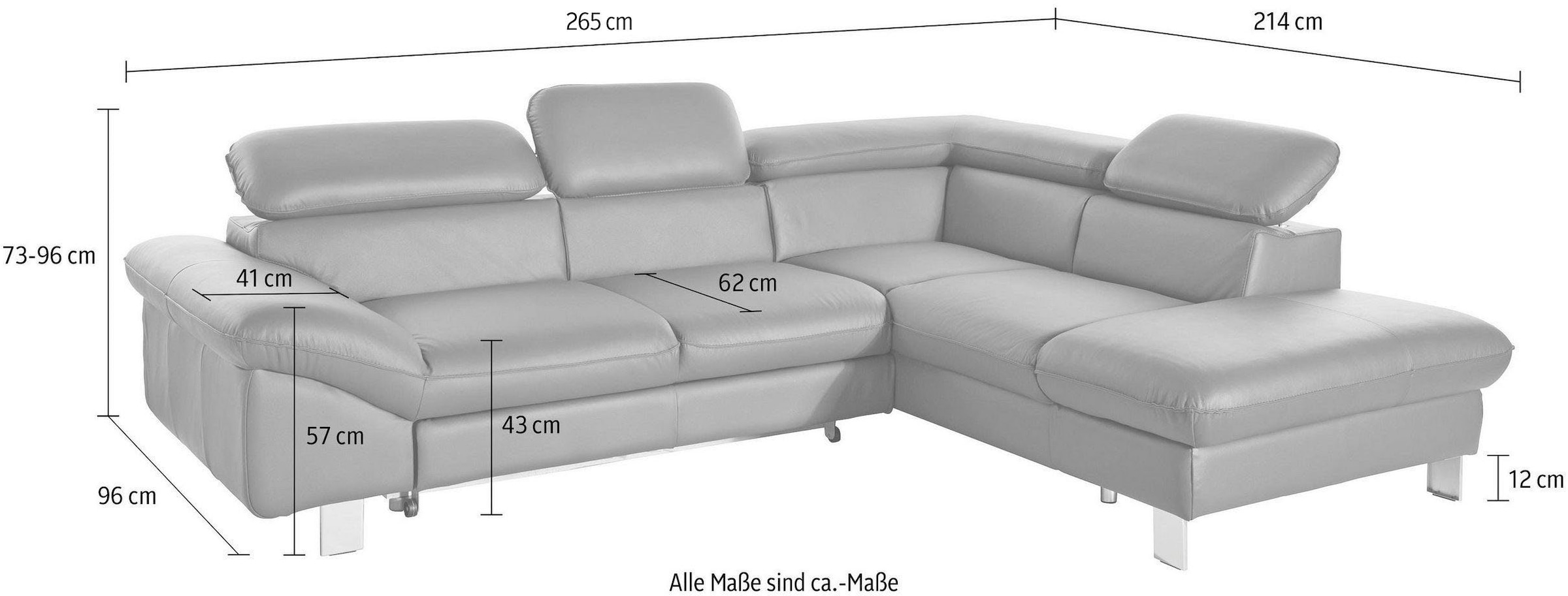 COTTA Ecksofa »Driver L-Form, B: 265 cm« Kopfteilverstellung, optional Bettfunktion & Bettkasten