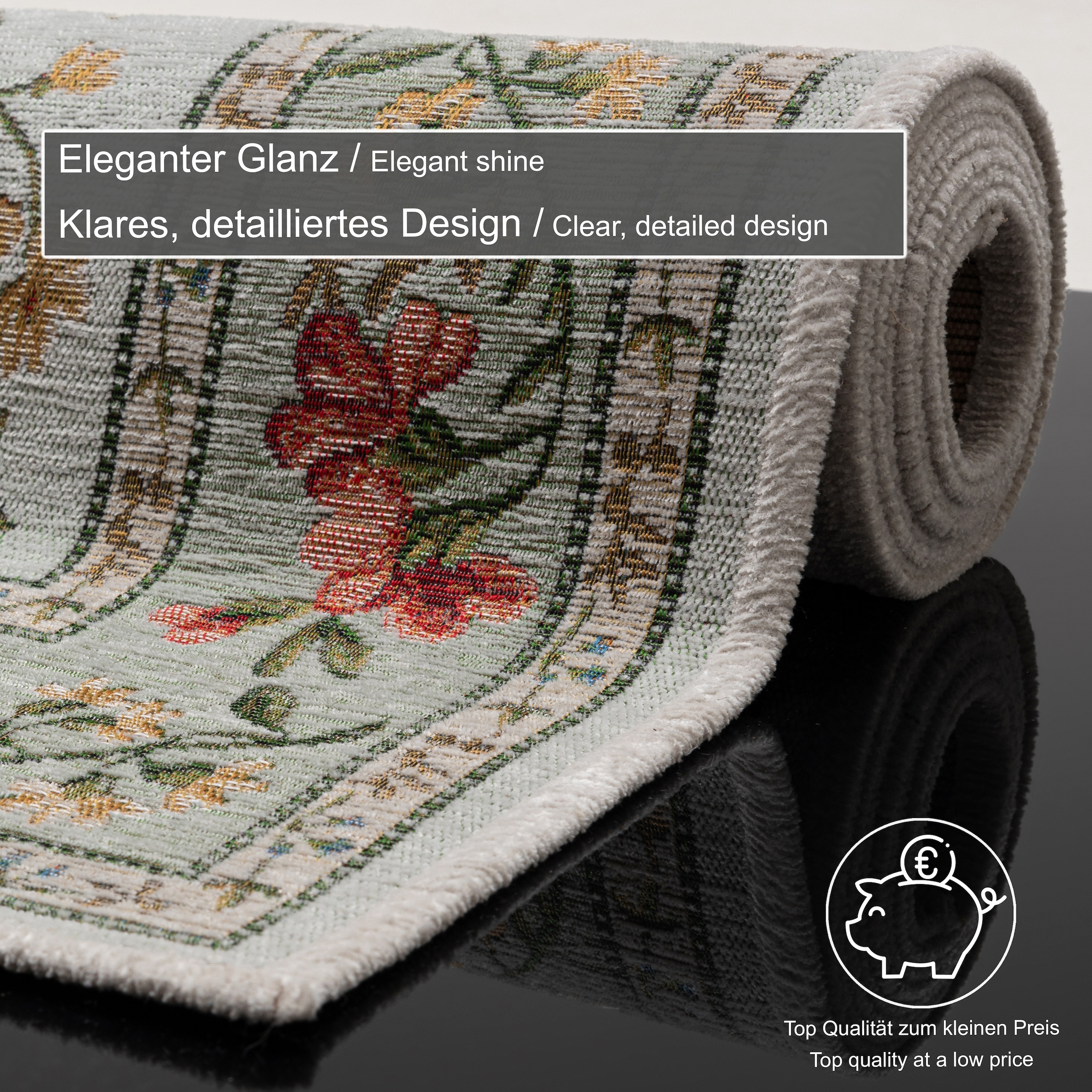 THEKO Bettumrandung »Flomi Sagrini« Höhe 3 mm 3 Stk. tlg. Läufer-Set, Flachgewebe, gewebt, Pastell-Farben, Blumen Design