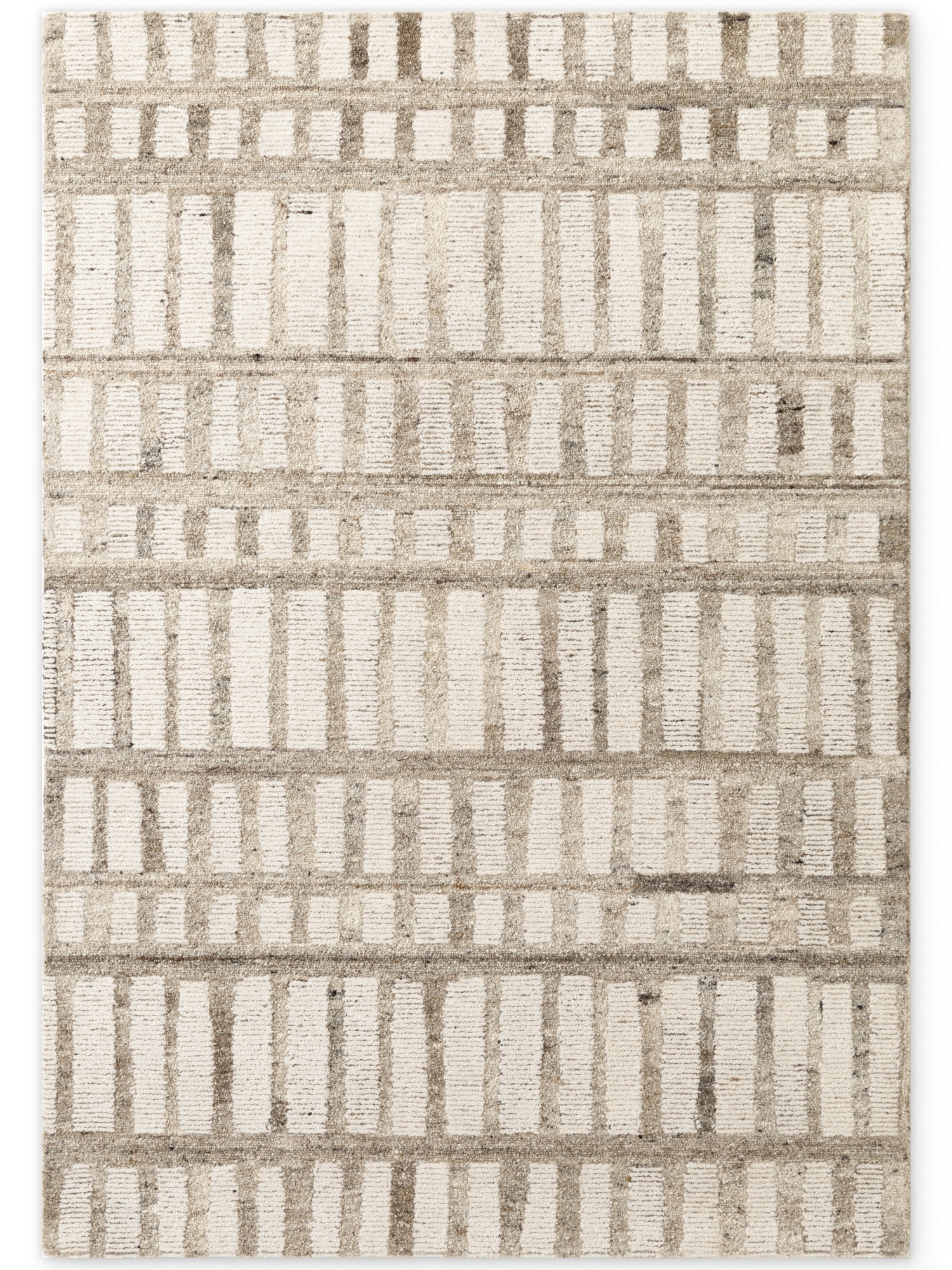 vikosa Tapis en laine »Linara« Rectangulaire 15 mm Höhe Handgemacht, Grafisch, Streifen, Natur, Wolle, Wohnzimmer,Schlafzimmer