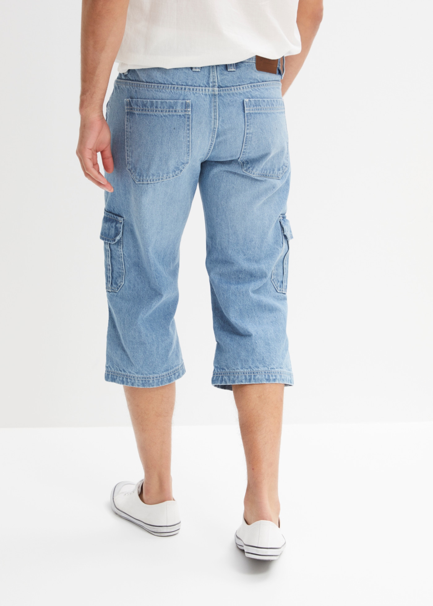 bonprix Jeans 3/4 regular fit, avec élasthanne, coutures décoratives, délavé