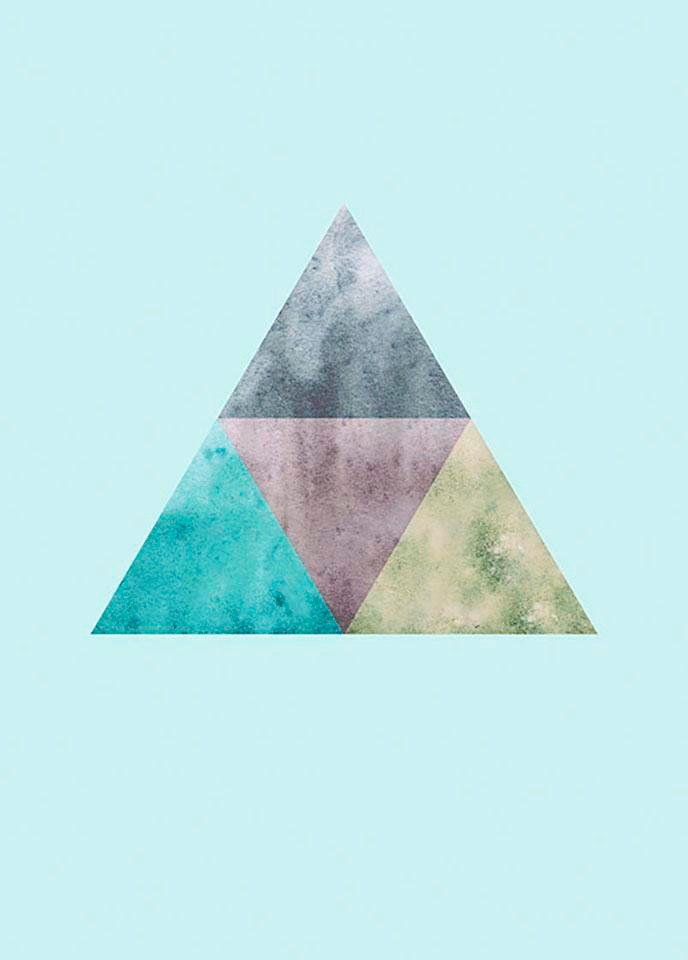 Komar Bild »Triangles Top Blue« Formen | Kunst 1 Stk. tlg. Wandbild zur Dekoration - ohne Rahmen