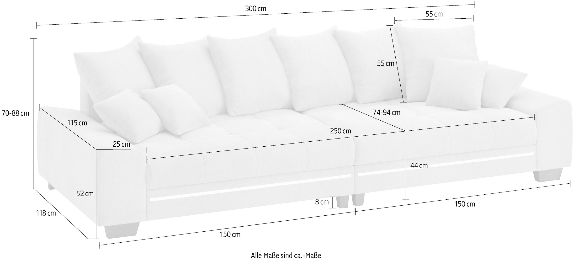 Mr. Couch Big-Sofa »Nikita II« mit RGB-LED Beleuchtung, Kaltschaumpolsterung bis 140 kg belastbar