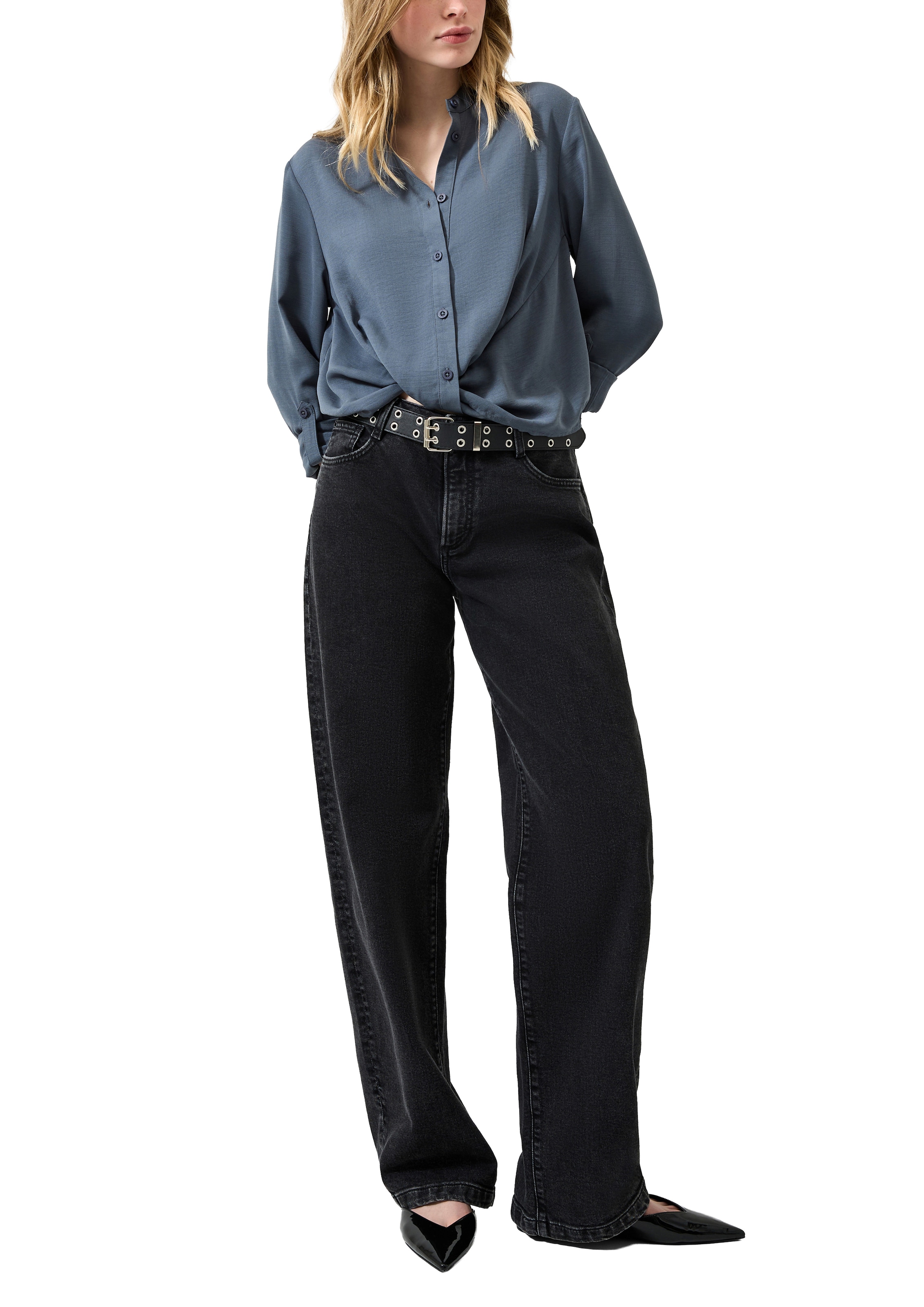 QS Crepebluse mit fixiertem Knotendetail