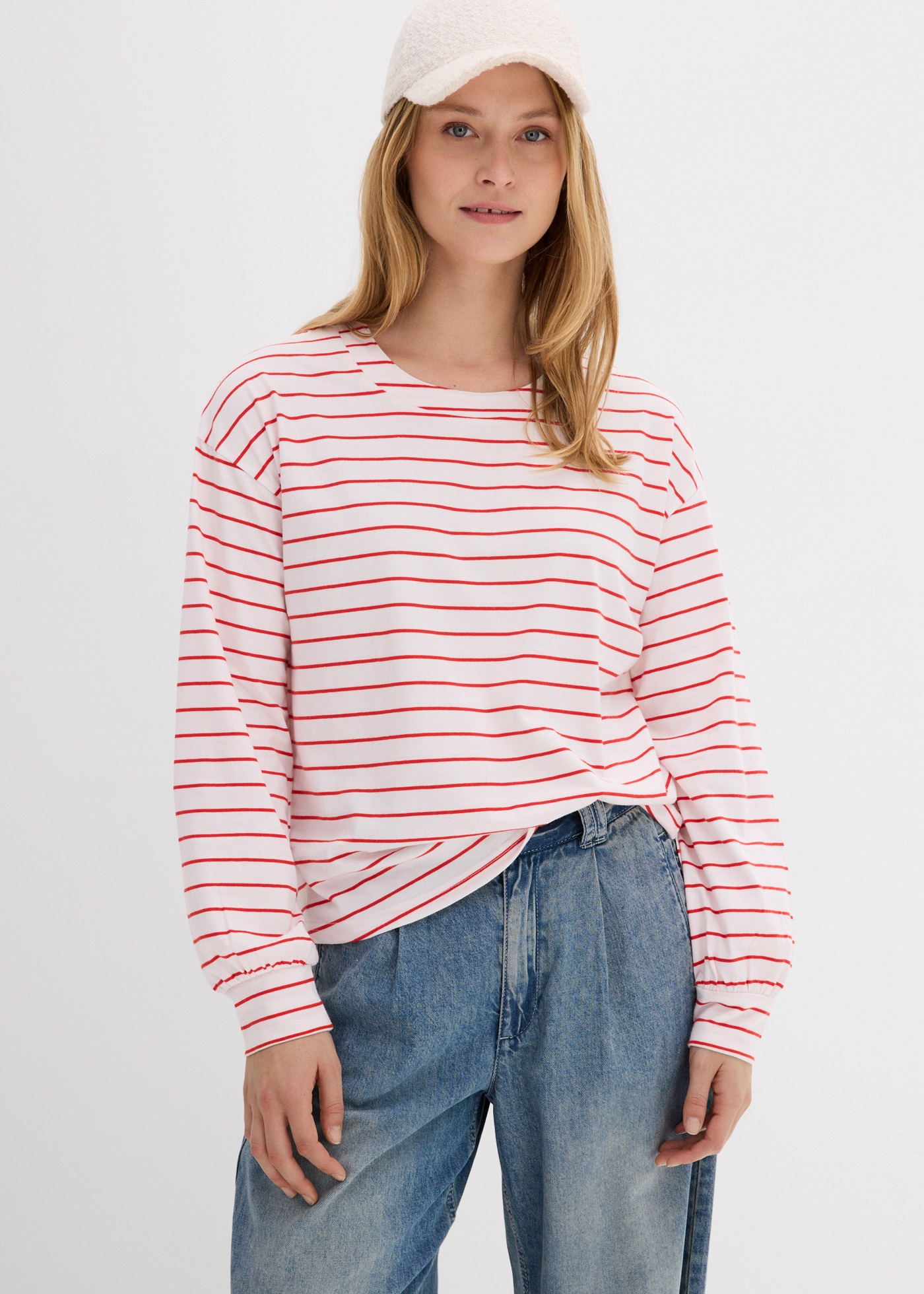 bonprix T-shirt à manches longues 1 lockere Passform mit überschnittenen Schultern, mit Ballon-Ärmeln