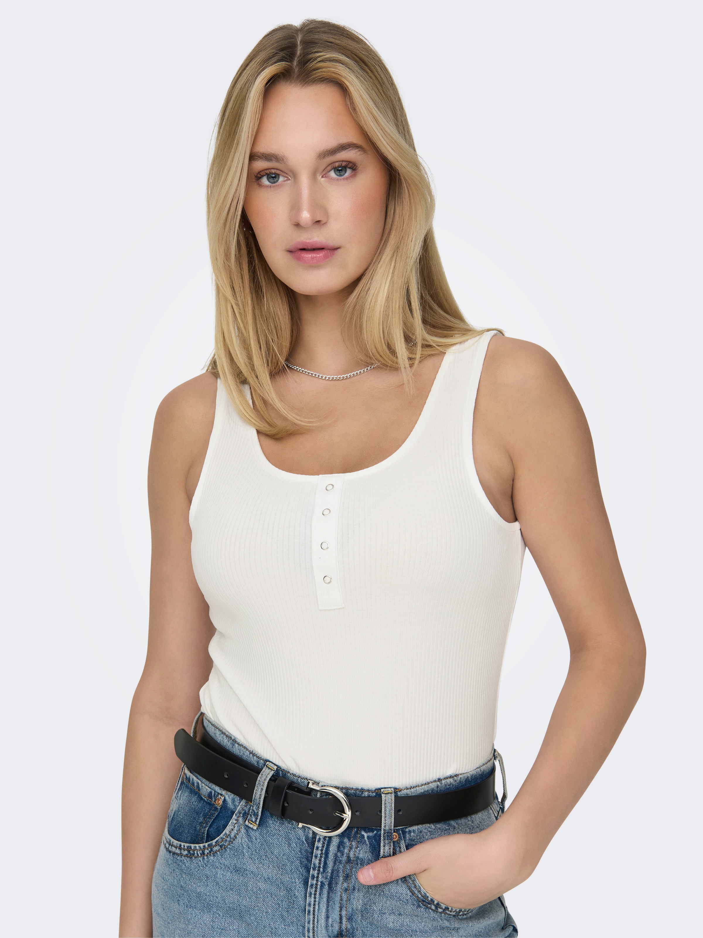 ONLY Ripptanktop »ONLSIMPLE LIFE S/L BUTTON TOP JRS CS 2PK« Packung, 2 Stk.