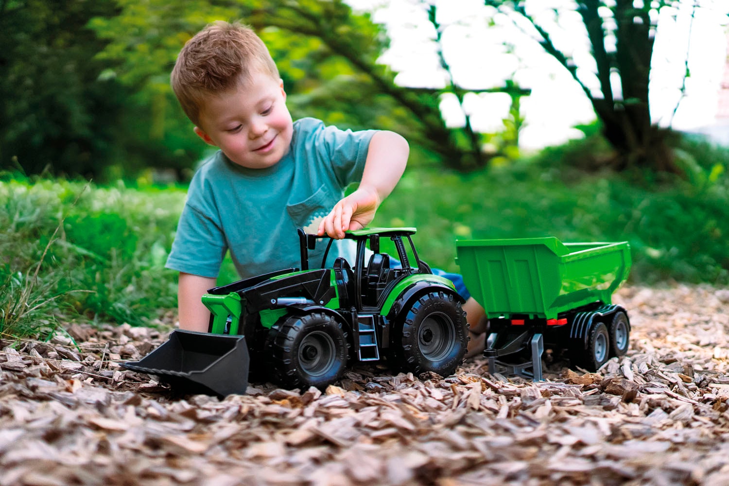 Lena® Tracteur jouet »Worxx Traktor Deutz-Fahr Agrotron 7250 TTV mit Anhänger« fabriqué en Europe