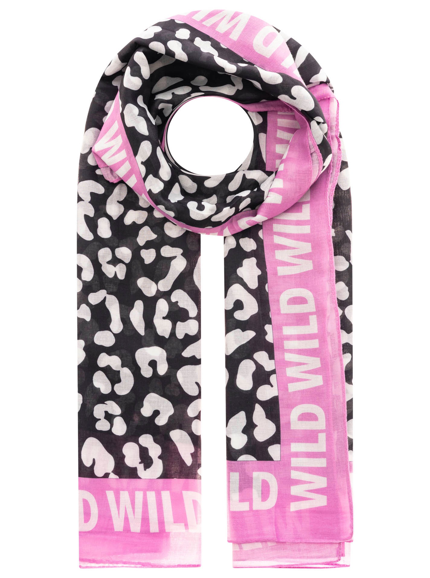 Zwillingsherz Schal »"Leo Dreams"« Leomuster und Schriftzug, transparenter Look