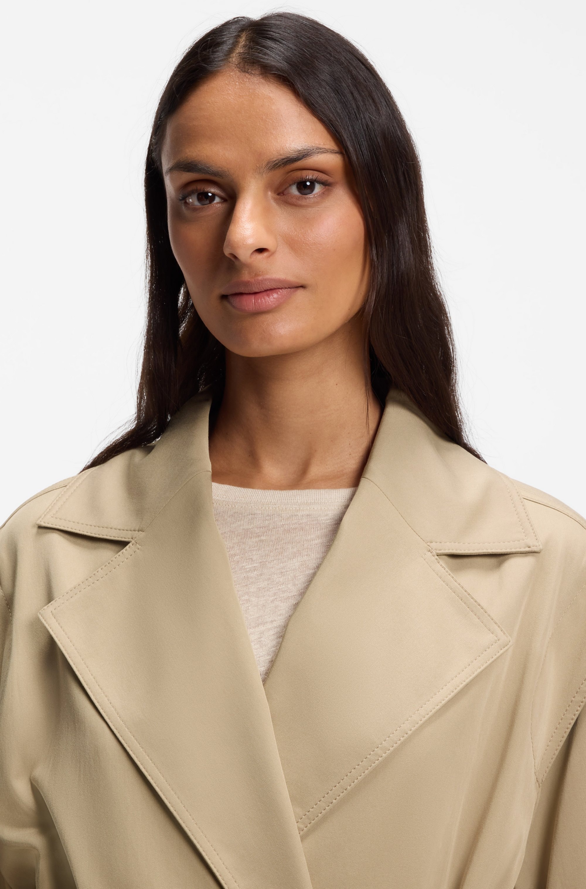 BOSS ORANGE Veste courte »Jophelia Premium Damenmode« en mélange de matières douces, avec ceinture à nouer