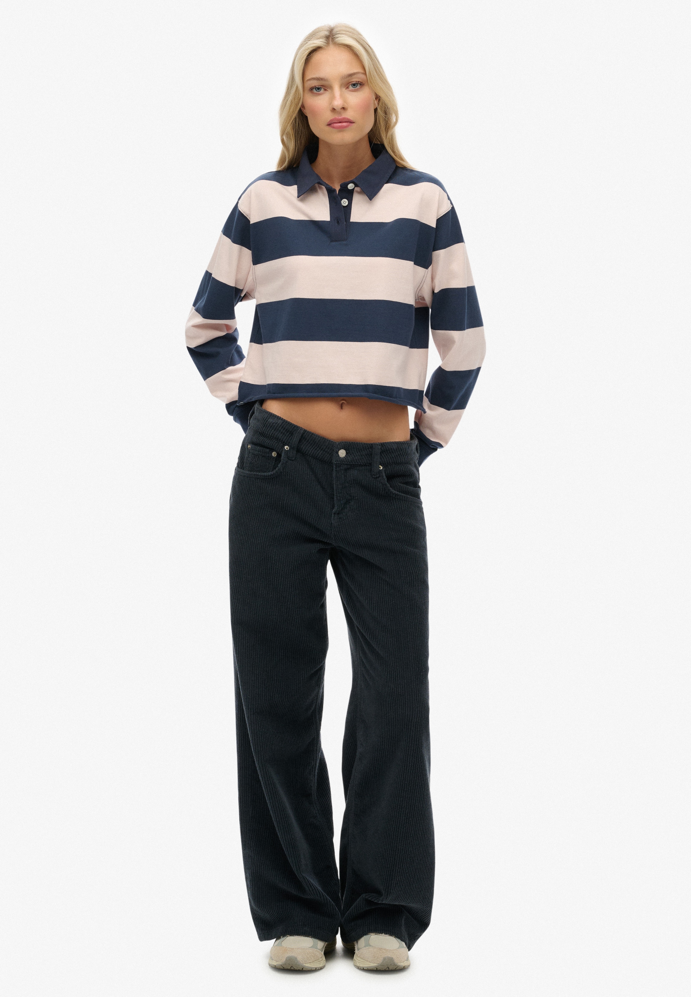 Superdry Langarm-Poloshirt »ATH ESS CROPPED STRIPE RUGBY« Packung, 2