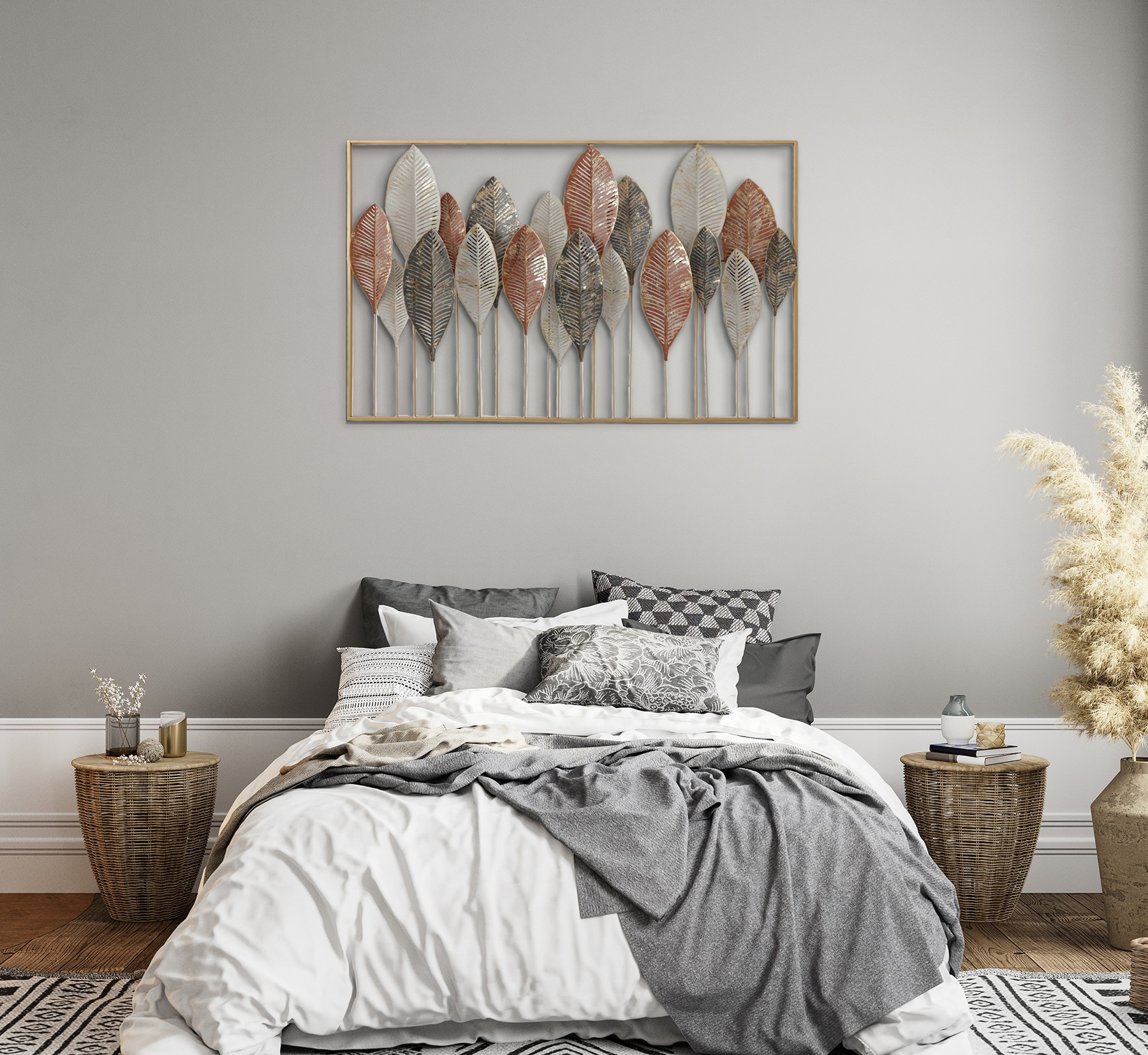 Bönninghoff Tableau métallique »HERBSTSTIMMUNG VERSCHIEDENE BLÄTTER 122x76 cm – Deko« Feuilles | Images de feuilles | Plantes Décoration murale