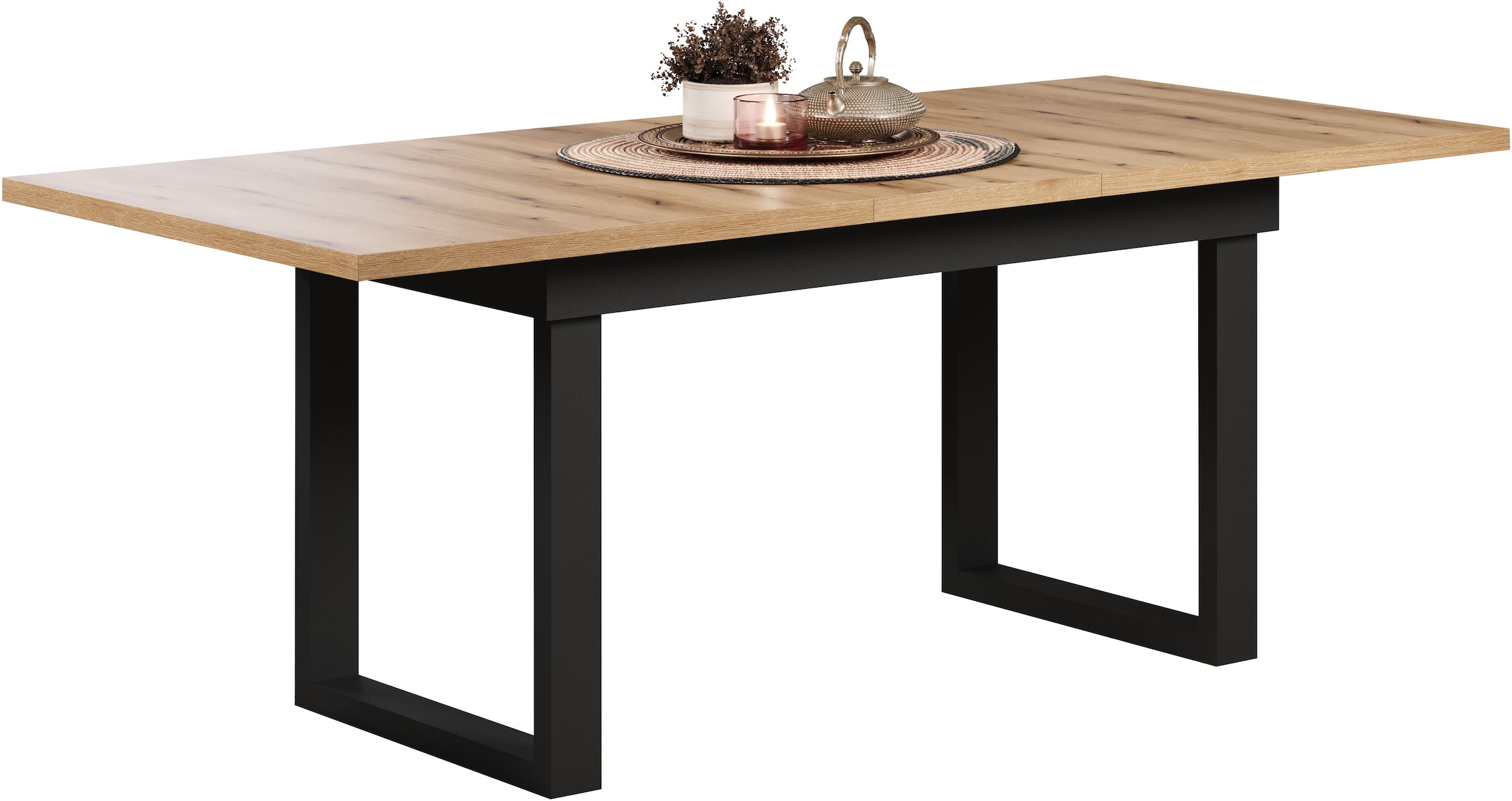 INOSIGN Table de salle à manger »Valencia« 1 cuis tlg. Synchroauszug; Metallkufen, ausziehbar auf 200 cm