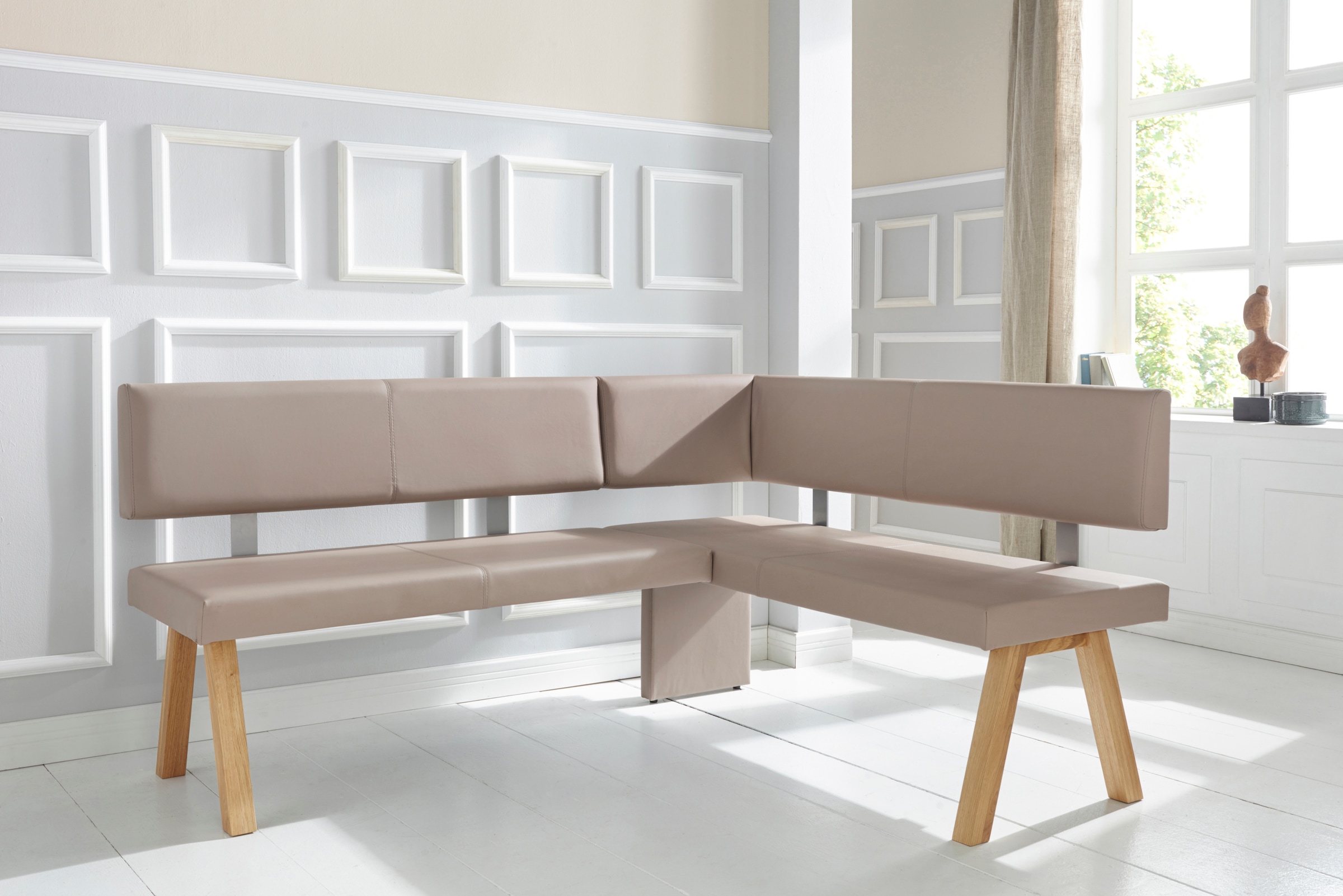 Home affaire Eckbank »Rio« Massivholz in Eiche geölt, Esszimmerbank bequem gepolstert