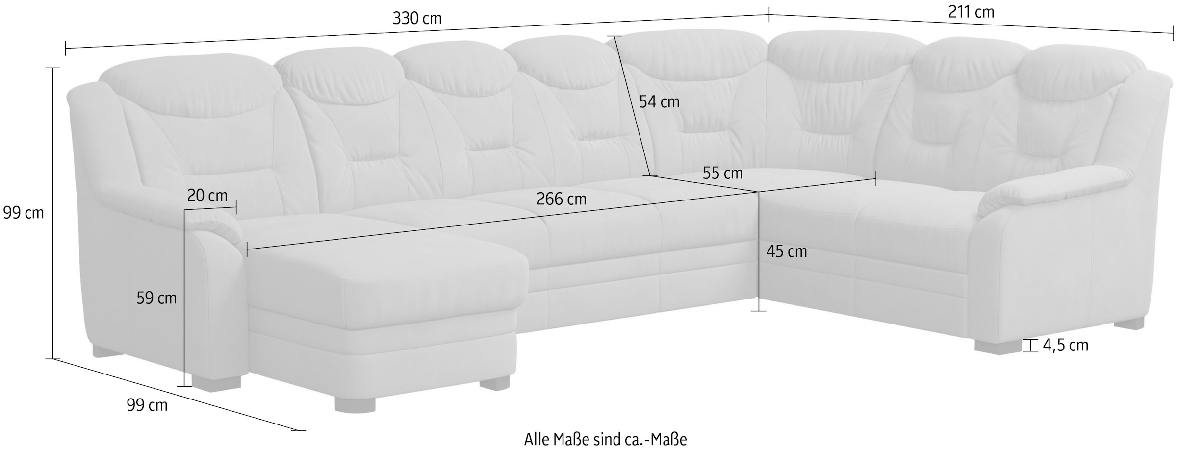 COTTA Paysage de salon »Marcus U-Form« wahlweise mit Bettfunktion & Stauraum