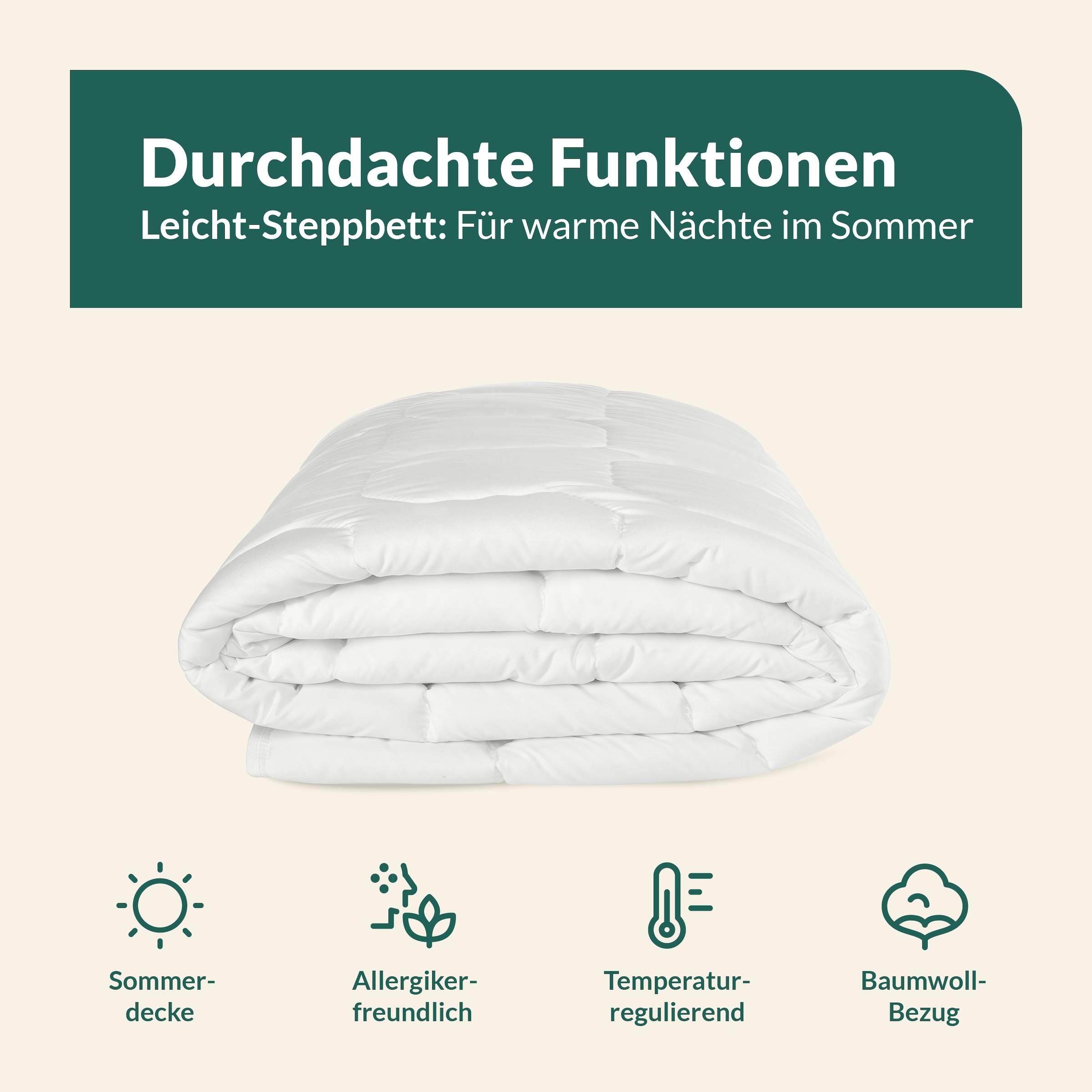 fan Baumwollbettdecke »Kansas, Bettdecken für Sommer und Winter, Decke« leicht Füllung 100% Baumwolle 1 Stk. tlg. Bettdecke 135x200 cm, 155x220 cm und weiteren Grössen, Made in Germany