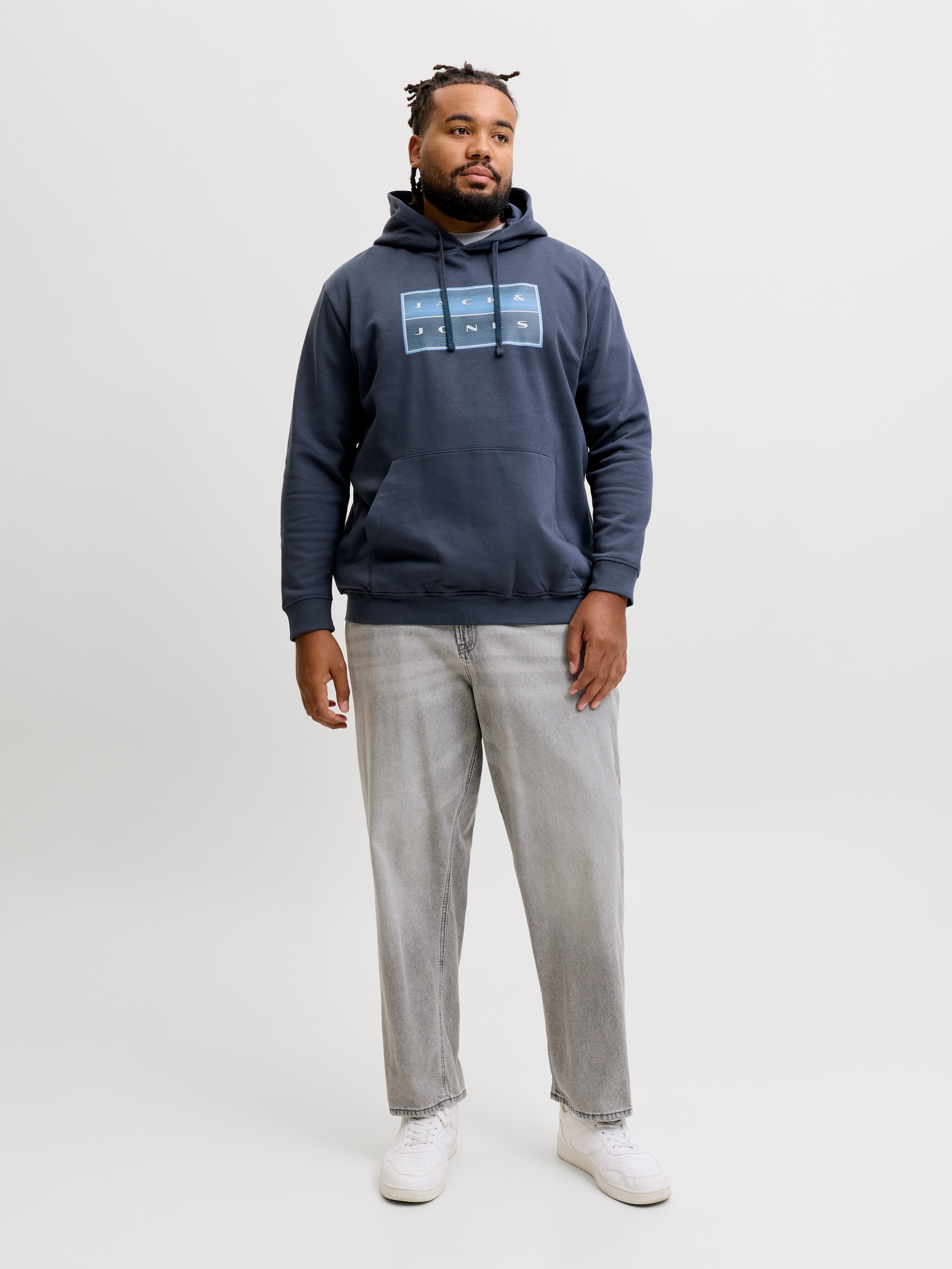 Jack & Jones PlusSize Sweat à capuche »JCOFUSION BOX SWEAT HOOD PLS«, mélange coton, coupe régulière
