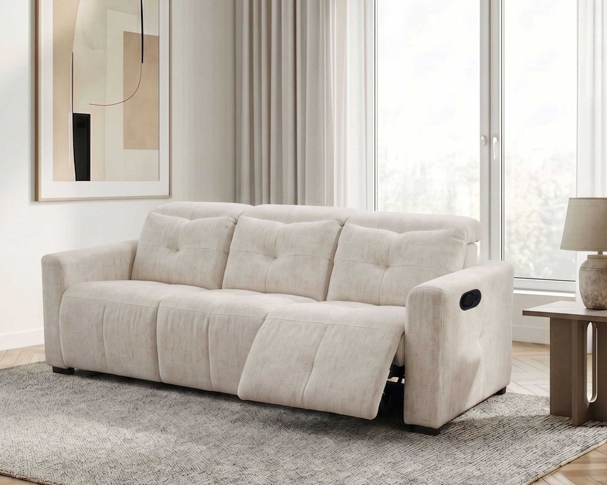 GOODproduct 3-places »CAARLA Webstoff, Sofa, 224 cm, man. o. elektr. Relaxfunktion (USB)« avec USB-A et USB-C en version électrique, réglage de la tête