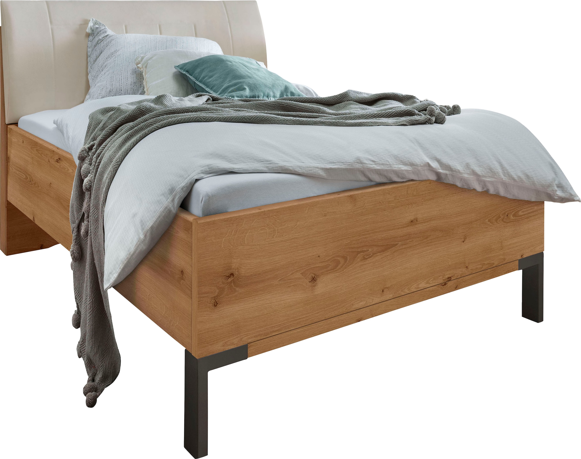 WIEMANN Lit futon »Monaco, Bettgestell, Bettrahmen, komfortables Polsterkopfteil« 4-fache Liegehöhenverstellung, MADE IN GERMANY,  Polsterkopfteil aus Kunstleder, verschiedene Grössen, in Komforthöhe