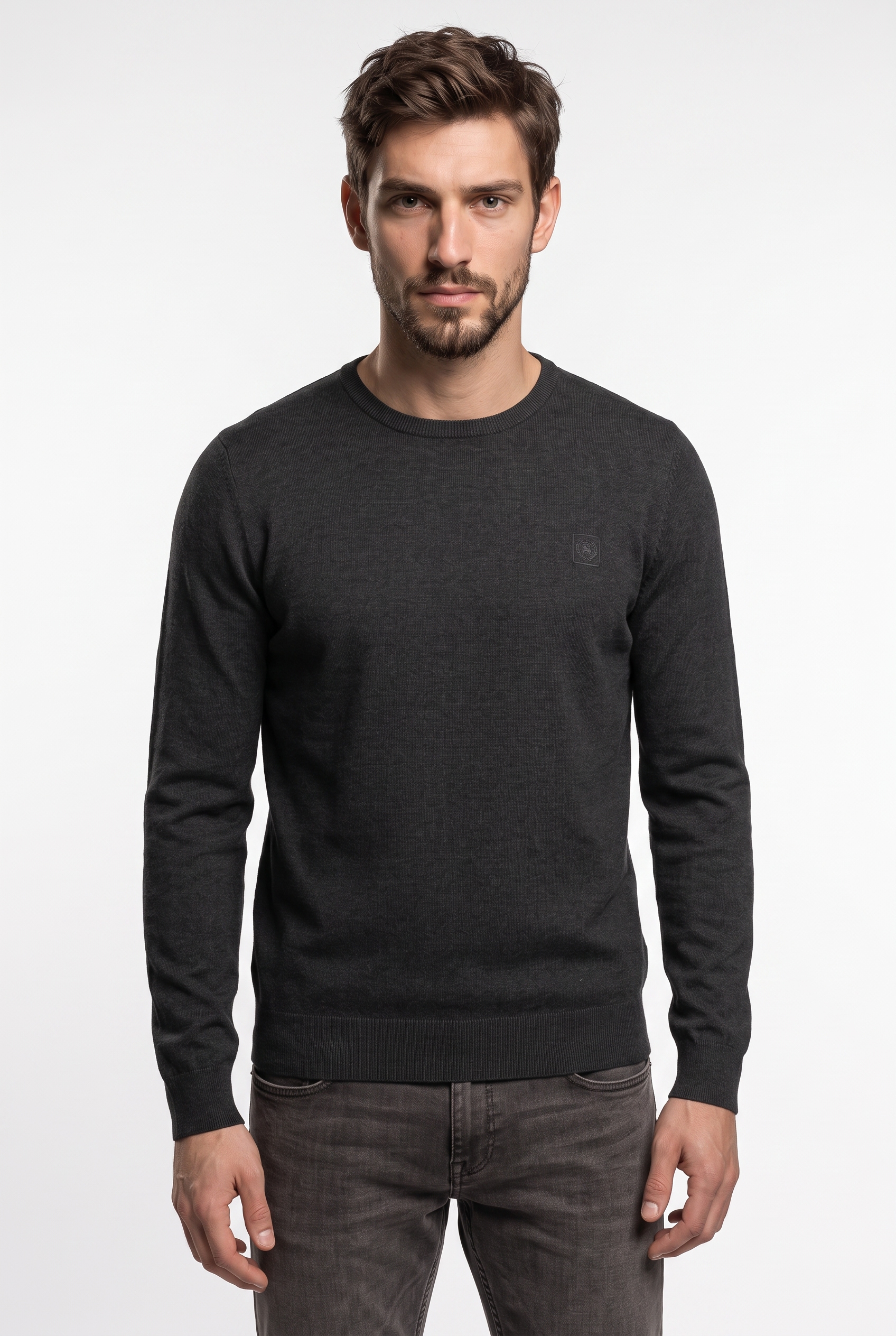 LERROS Pull à col rond avec petite broderie logo