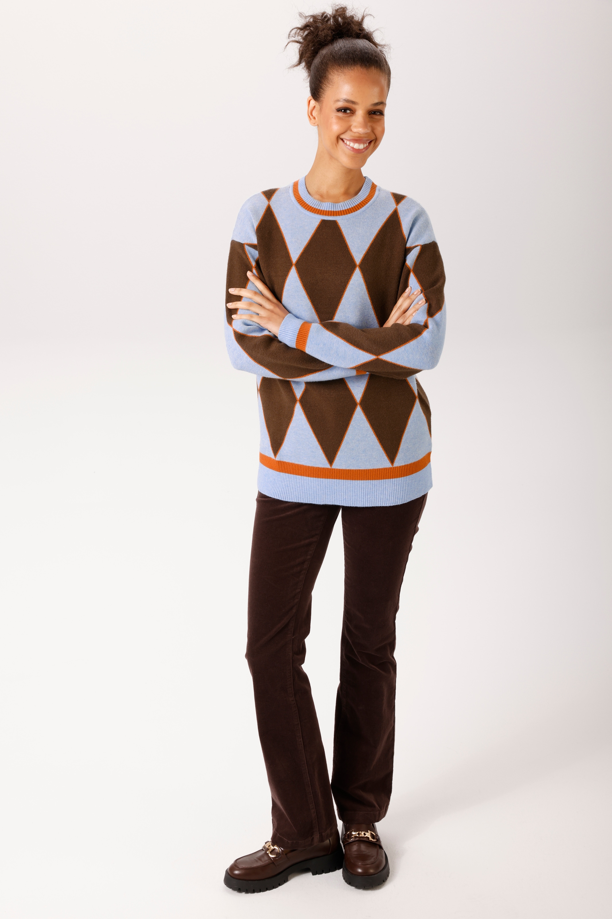 Aniston CASUAL Pull en tricot Avec grand motif losanges - NOUVELLE COLLECTION