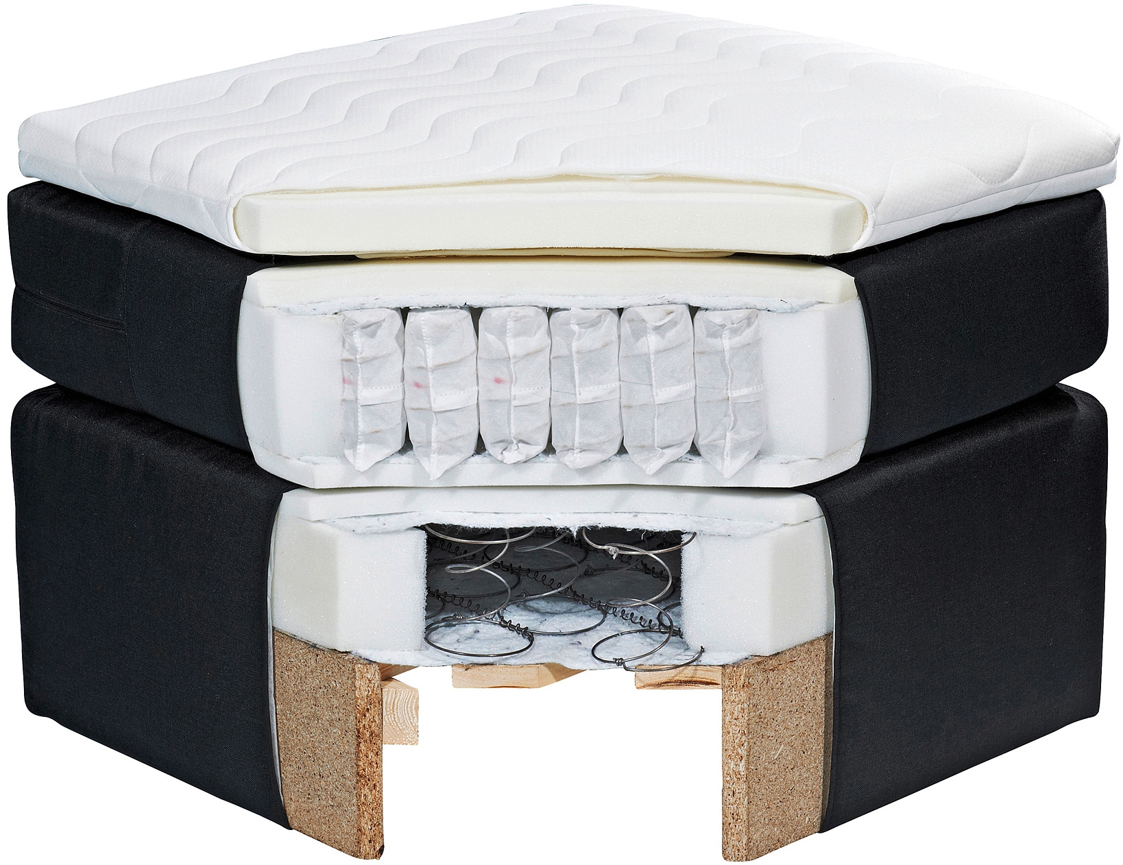 ED EXCITING DESIGN Lit boxspring »Loberie« avec strass sur la tête et le pied, coffre de lit inclus