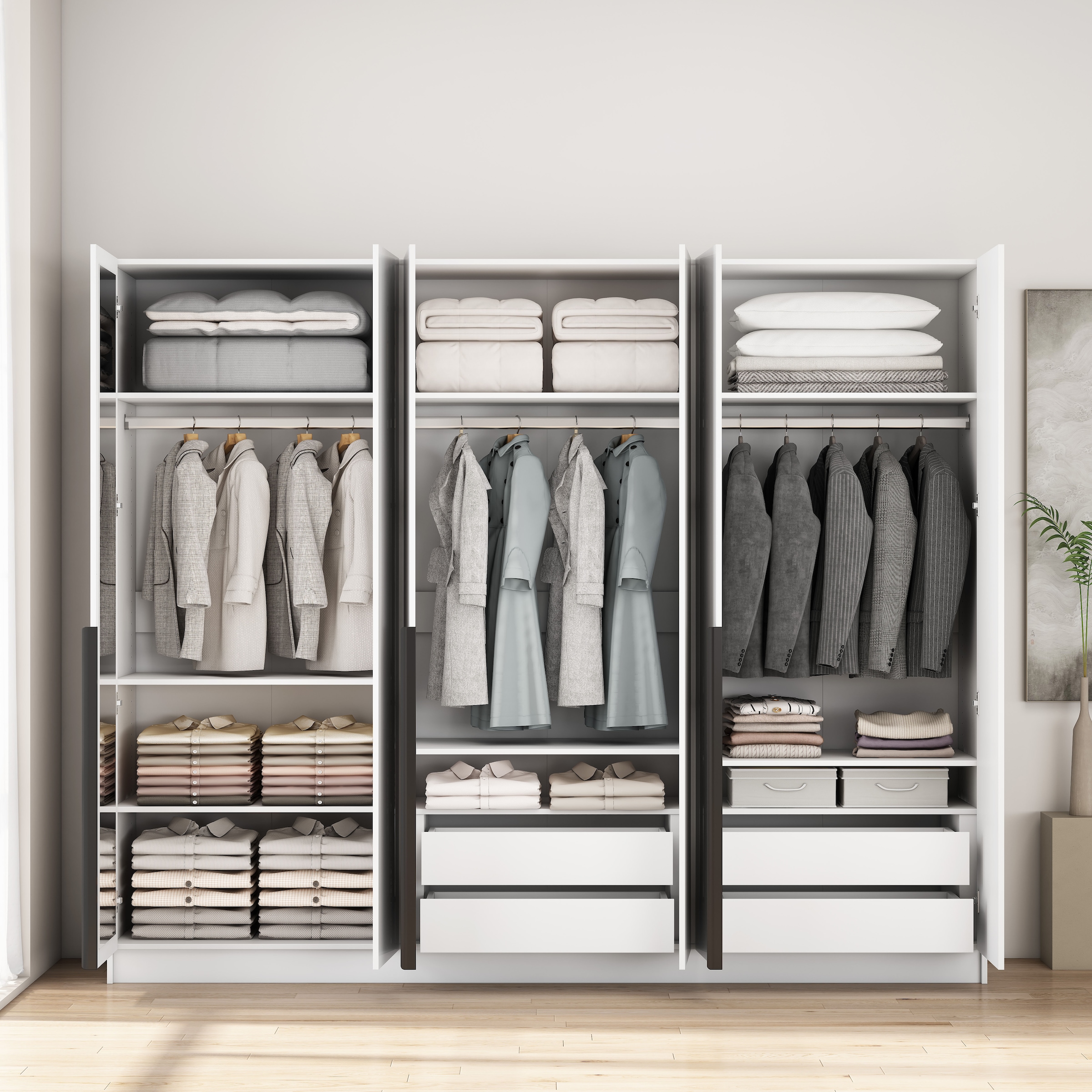 GOODproduct Kleiderschrank »Annor Schlafzimmerschrank Breite 242cm hochglanz Schrank Garderobe« Drehtürenschrank mit perfekter Innenausstattung - elegante Türgriffe