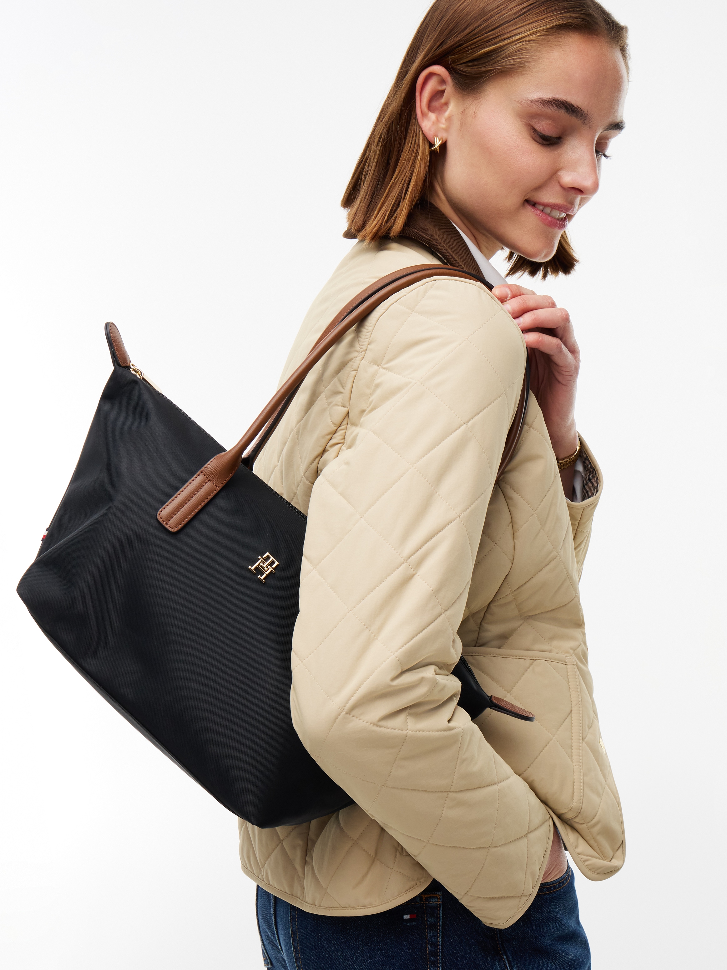 Tommy Hilfiger Sac de transport »POPETTE EAST WEST TOTE« Sac à main femme, sac bandoulière avec élément logo TH