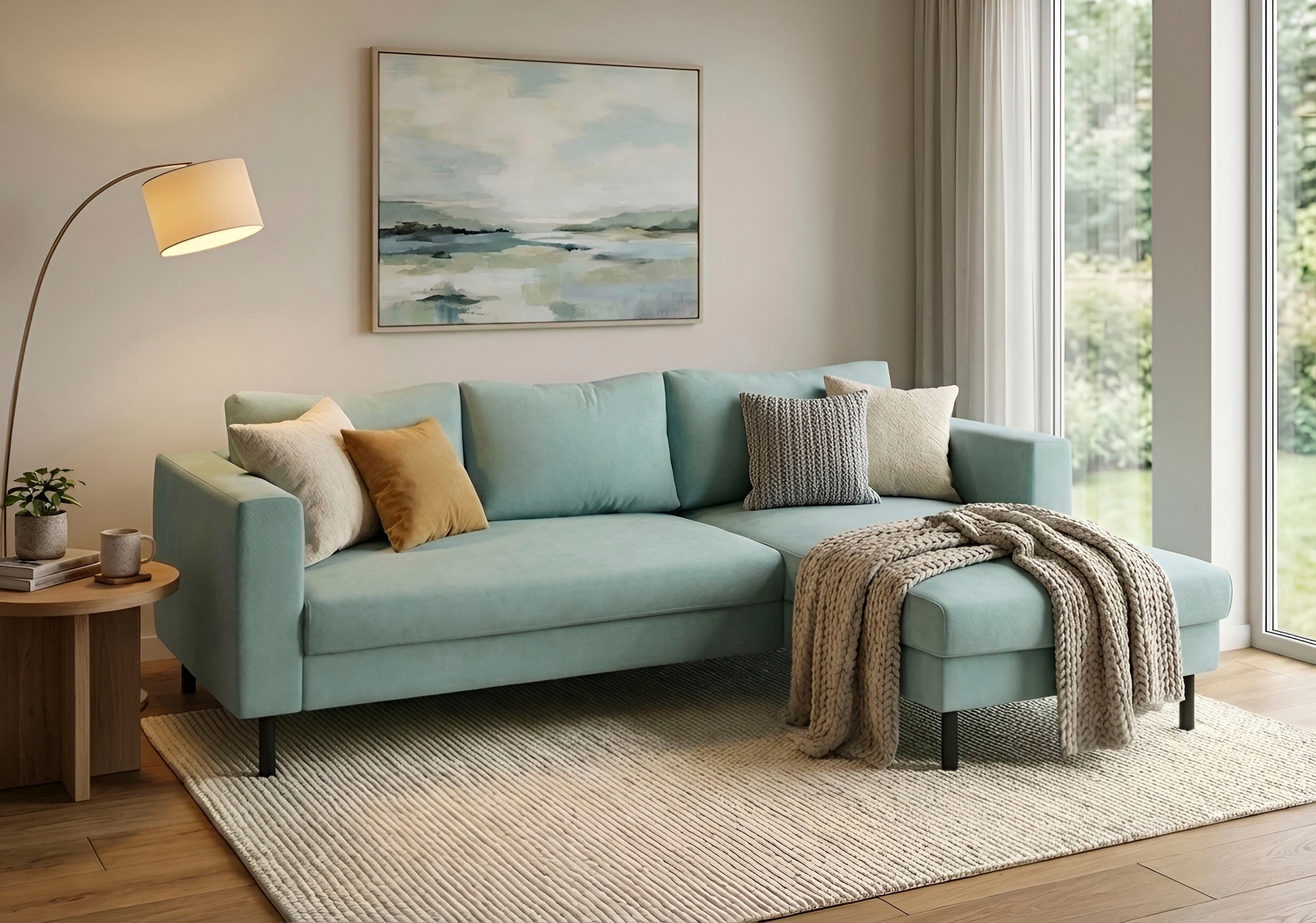 TRENDMANUFAKTUR Ecksofa »Amazing II, wahlw. mit Schlaffunktion & Bettkasten, Fuss schwarz« Recamiere beidseitig montierbar, L-Form,in Cord o. Struktur, B: 232 cm