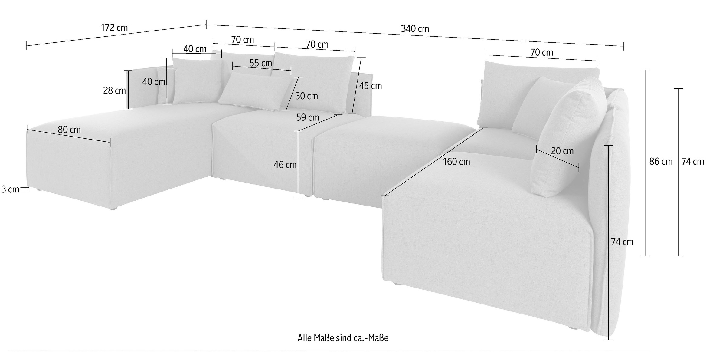 GOODproduct Wohnlandschaft »Nöre U-Form« 5 Teile, in vielen Bezugsqualitäten und Farben s. auch "Nöre"