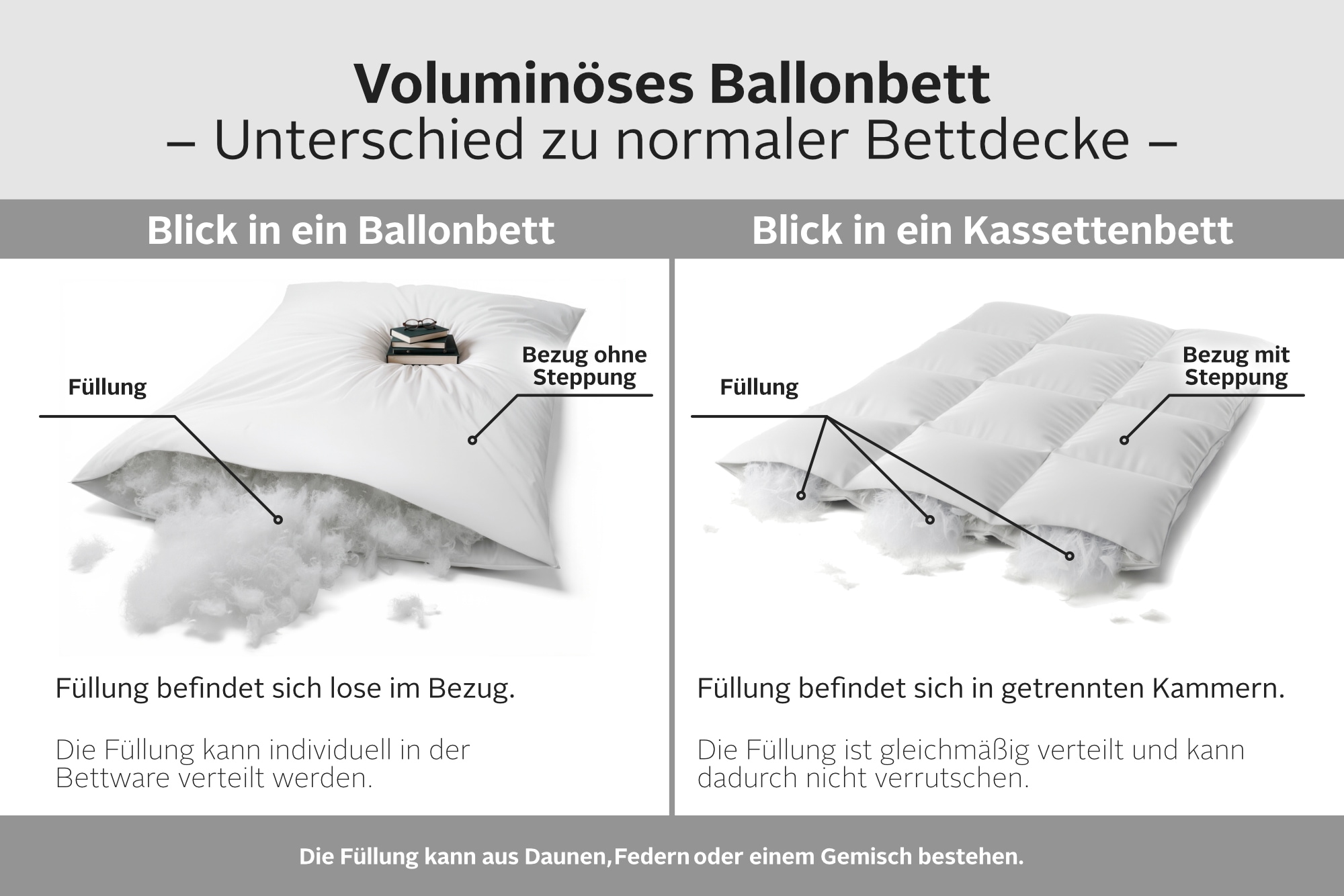 RIBECO Federbettdecke »Leon« extrawarm Füllung 80Federn20Daunen 1 Stk. tlg. Ballonbettdecke  der Klassiker!