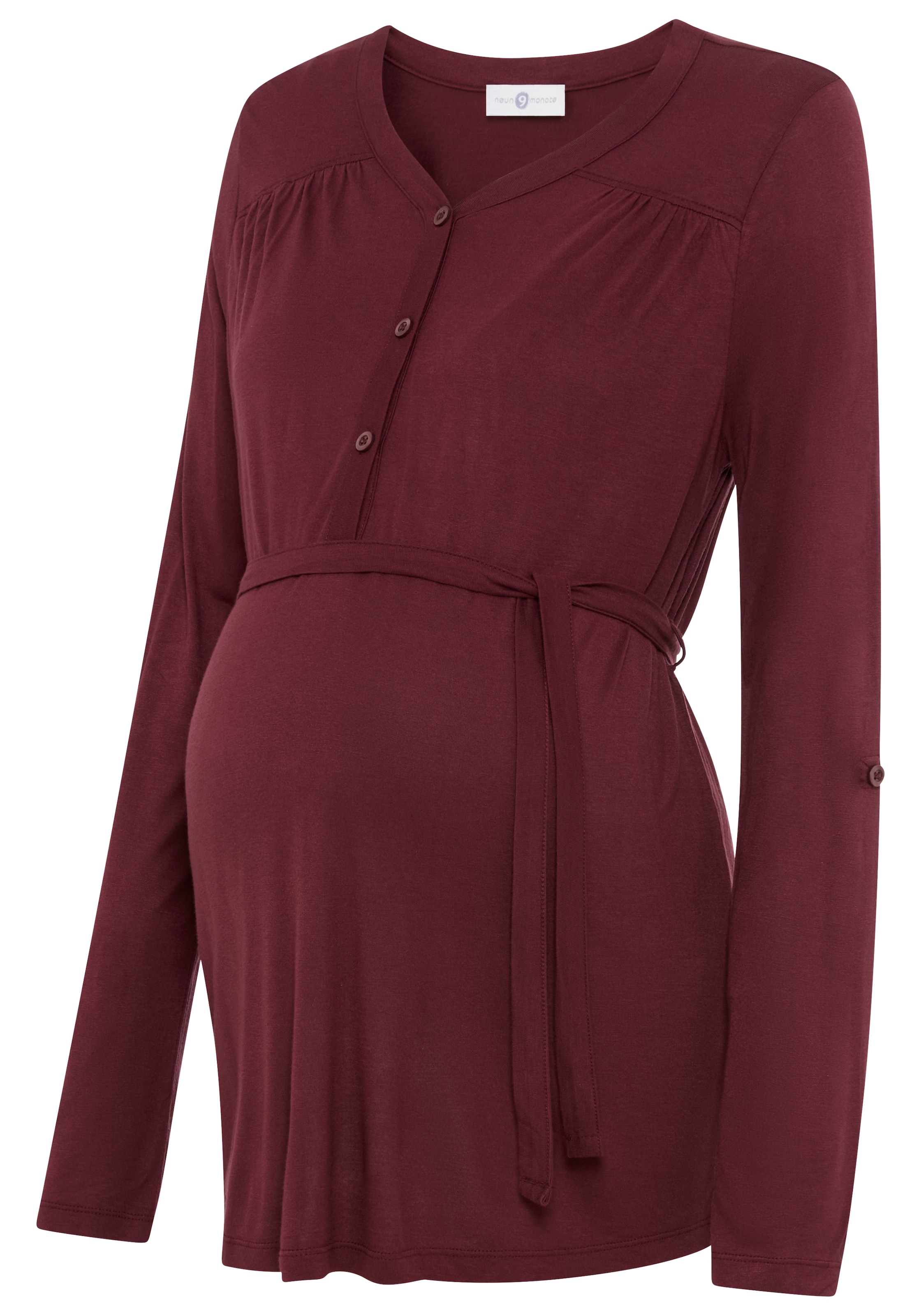 Neun Monate Umstandsshirt »Jersey-Bluse mit Bindegürtel« Viskose Umstands-Bluse praktisch für Schwangerschaft und danach