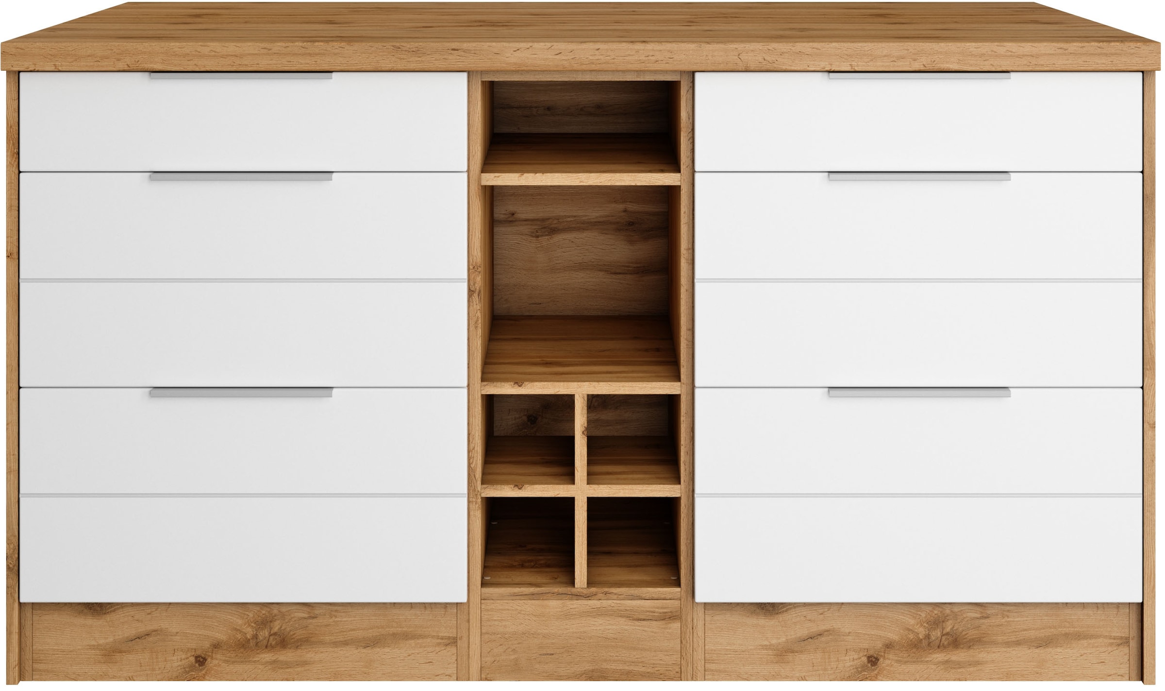 KOCHSTATION Ilot de cuisine »KS-Luhe, Breite 153 cm, mit Flaschenregal« façades MDF, plan de travail épaisseur 38mm