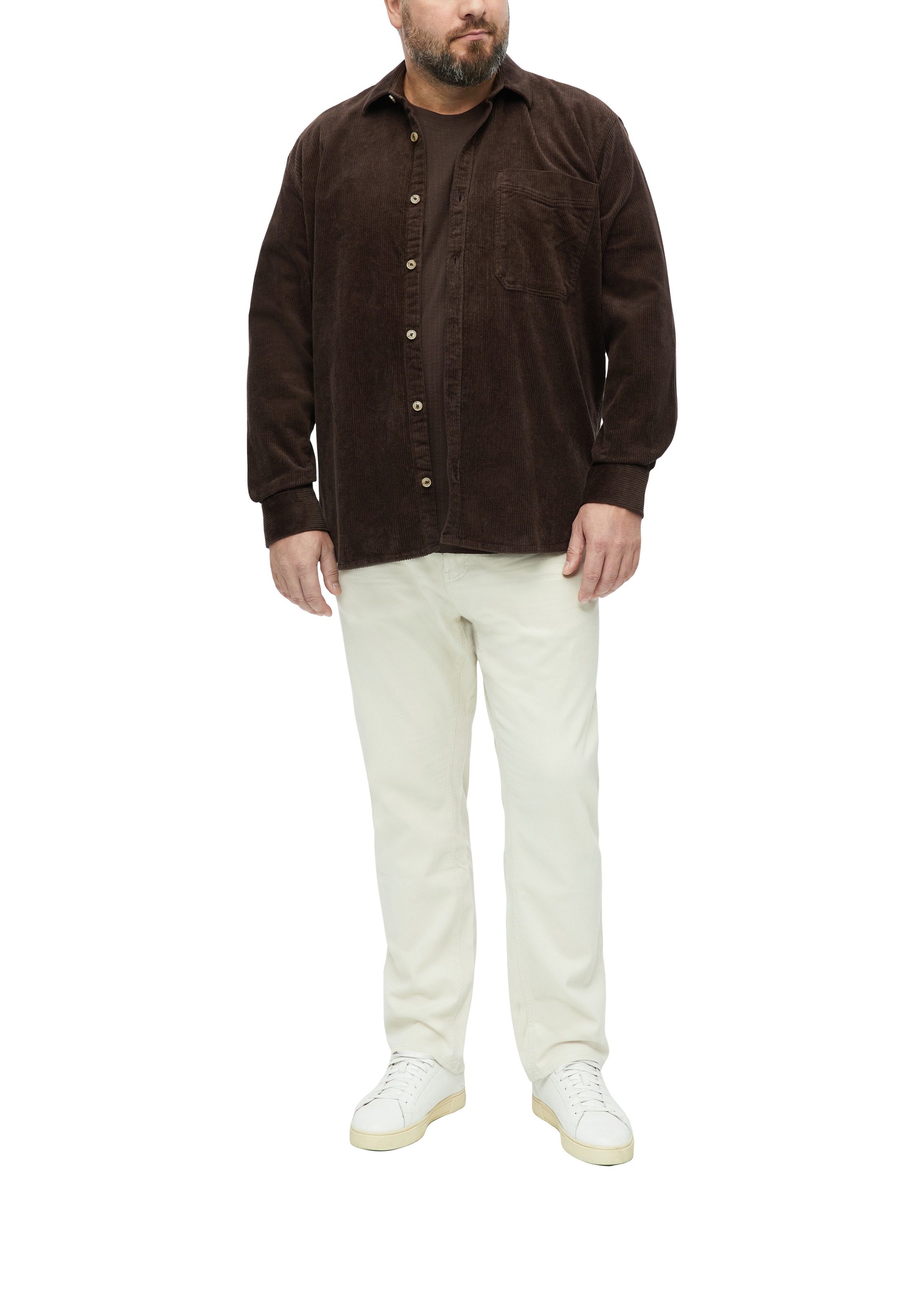 s.Oliver Men Big Sizes Langarmhemd Cord aus elastischer Baumwollmischung