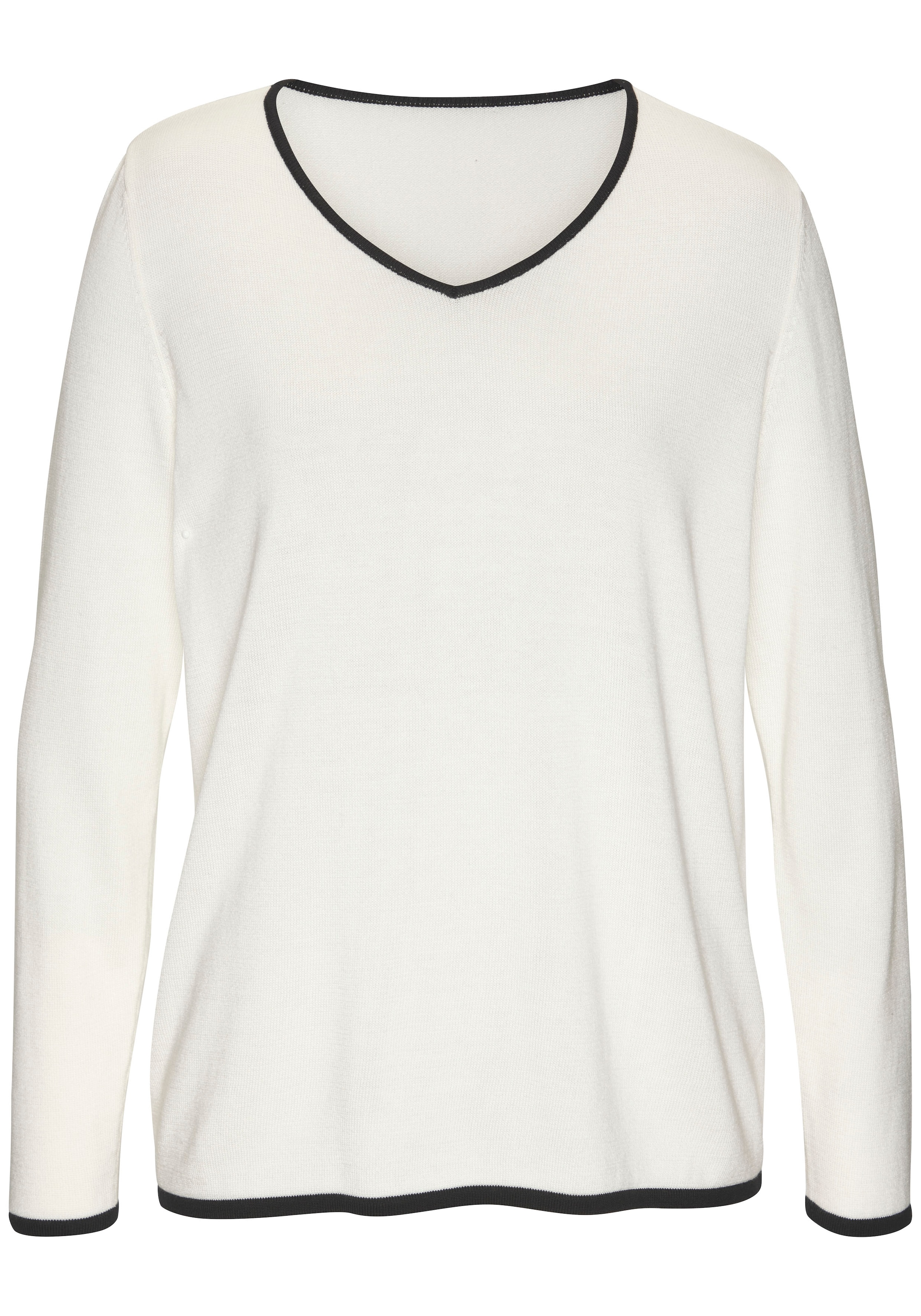 Vivance V-Ausschnitt-Pullover mit Kontrastkanten, casual
