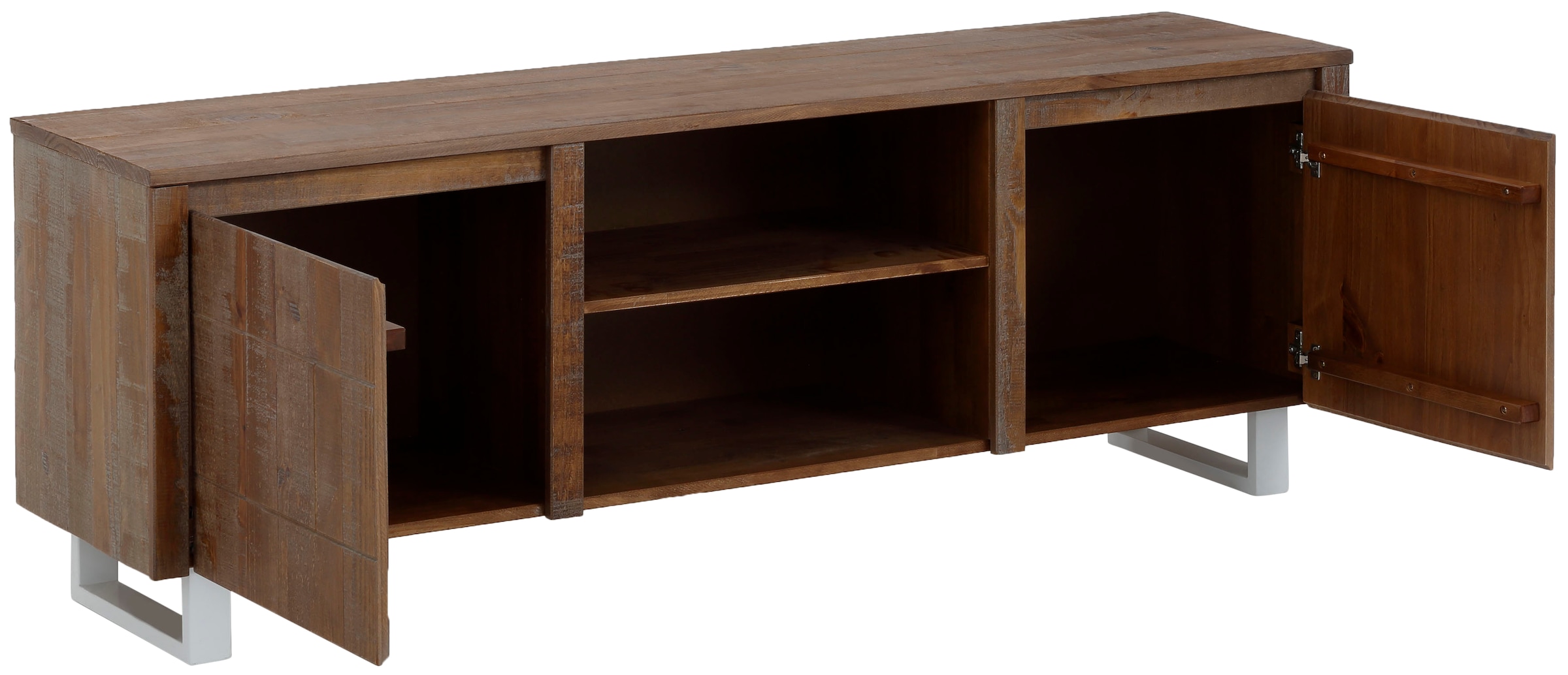 GOODproduct Table basse »Lagos« Kommode aus massivem Kiefernholz, mit weiss lackiertem Beingestell