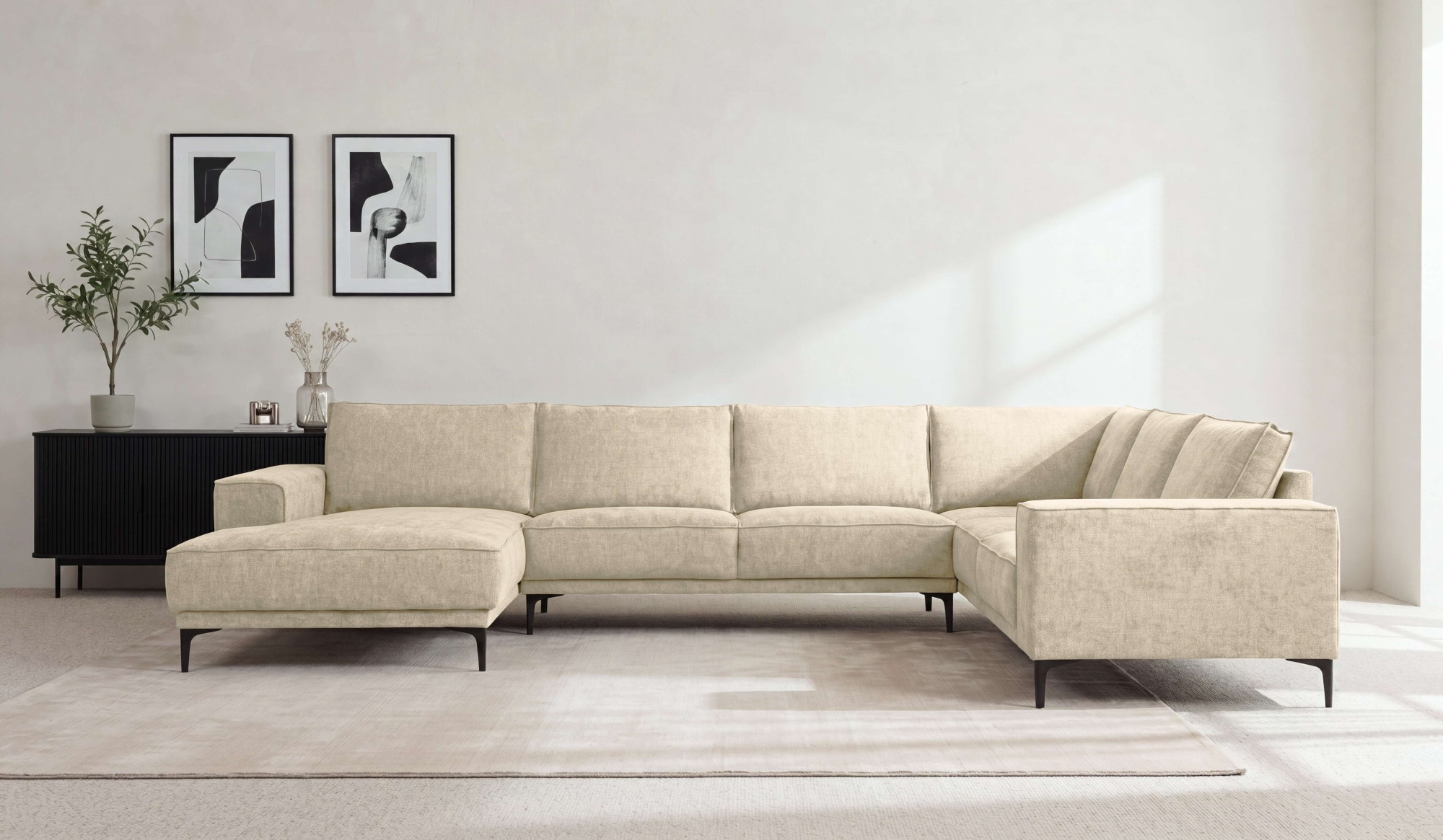 GOODproduct Paysage de salon »OLAND U-Form, XXL, B: 342 cm, Skandi-Design, Chenille« Skandi-Design in Struktur, Flachgewebe, Luxus-Microfaser, Boucle