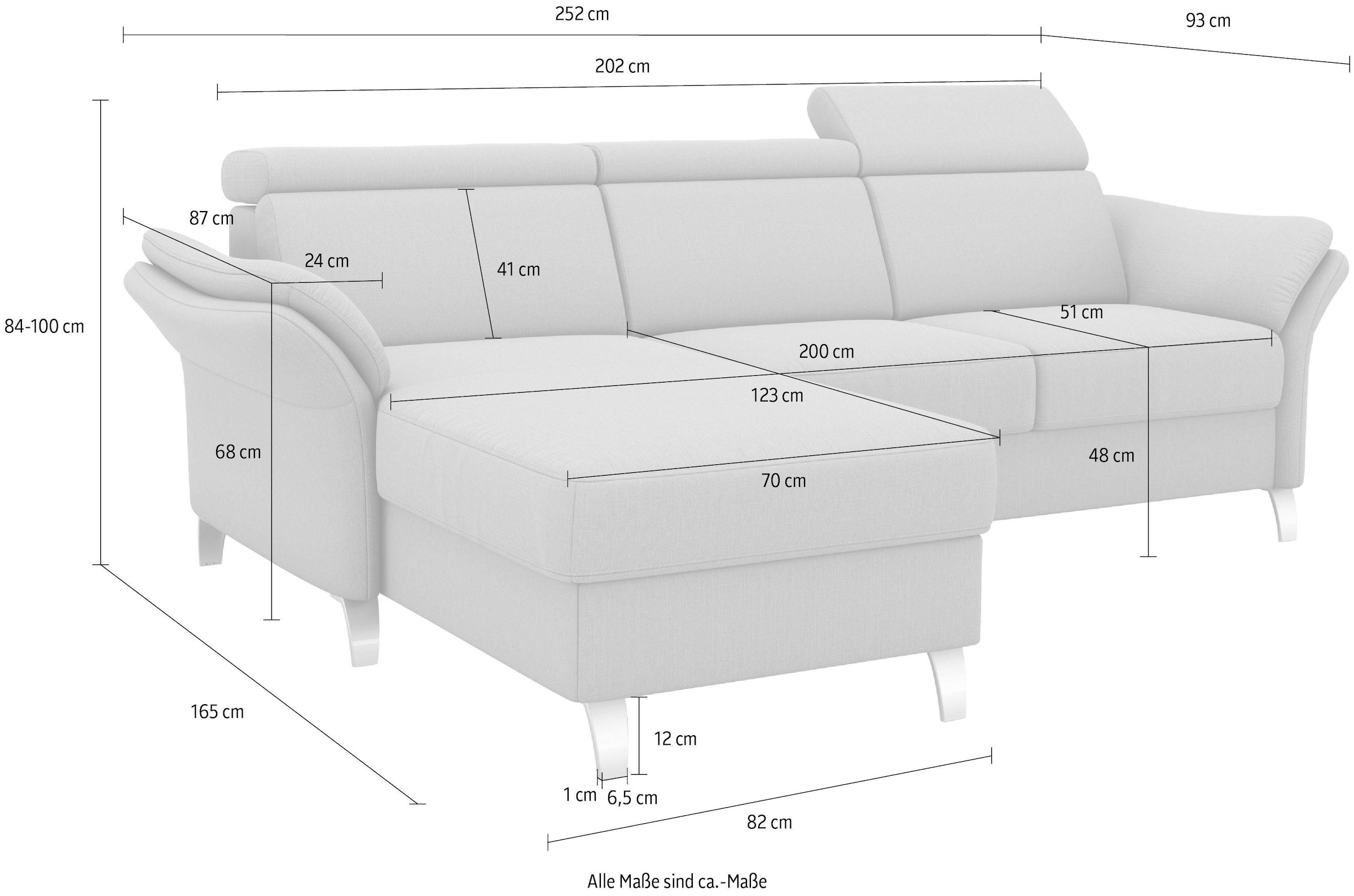 sit&more Canapé d'angle »Vincenzo L-Form« comprend réglage de la tête, fonction couchage & coffre-lit optionnels