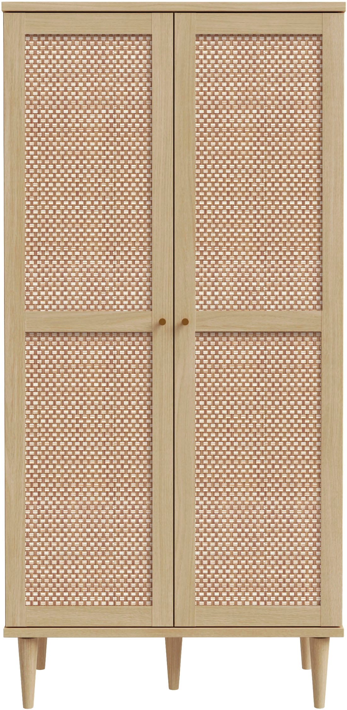 GOODproduct Kleiderschrank »ELLIAN, Kinderzimmerschrank, Rattan, Wiener Geflecht, 80cm breit« Boho-Stil, Holzfüsse, Metallgriffe, Made in EU, viel Stauraum, FSC®