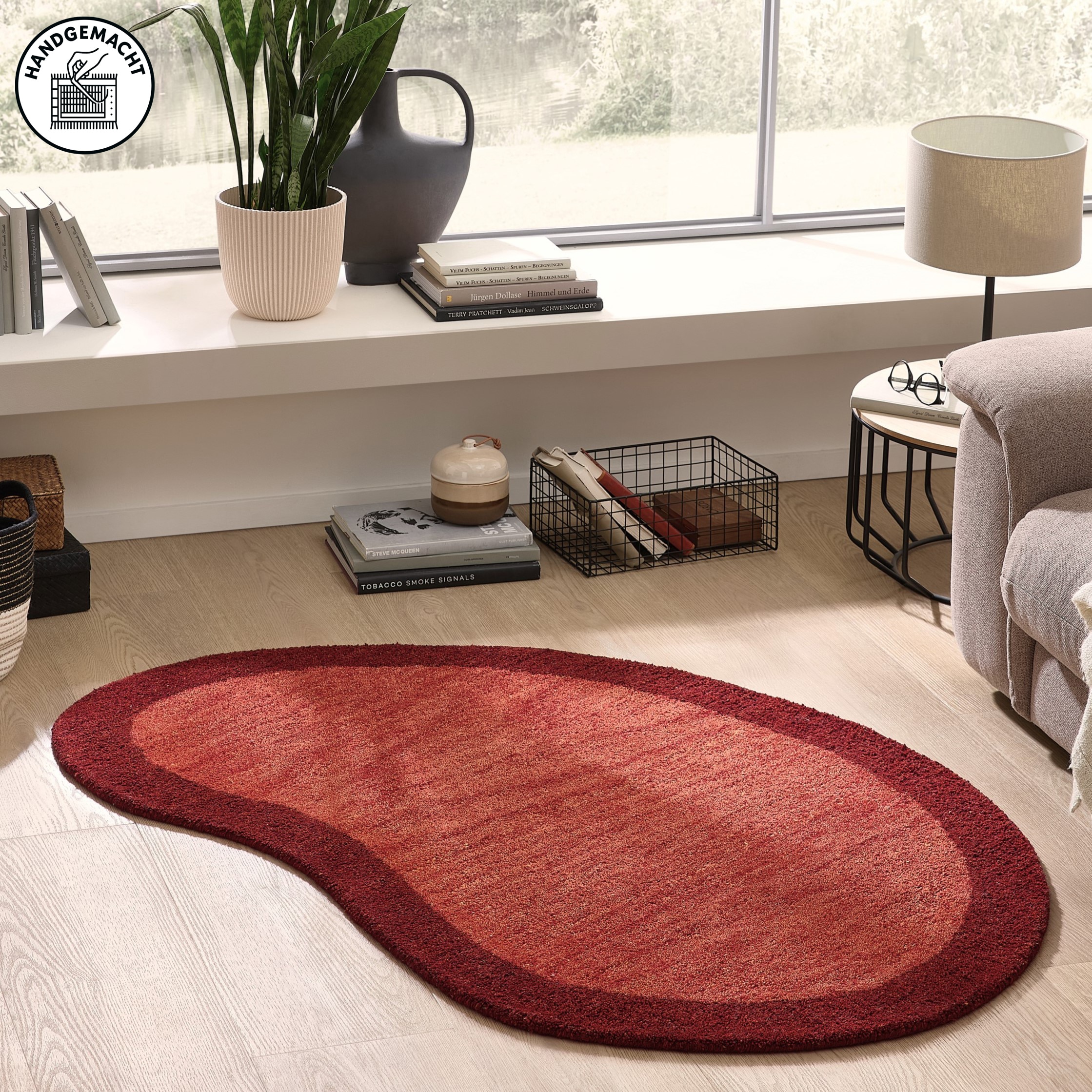 THEKO Wollteppich »Gabbeh Super, Handweb, Teppich, Bordüre, reine Wolle« oval 9 mm Höhe Schlafzimmer, Wohnzimmer, Esszimmer, auch als Läufer, eckig oder rund